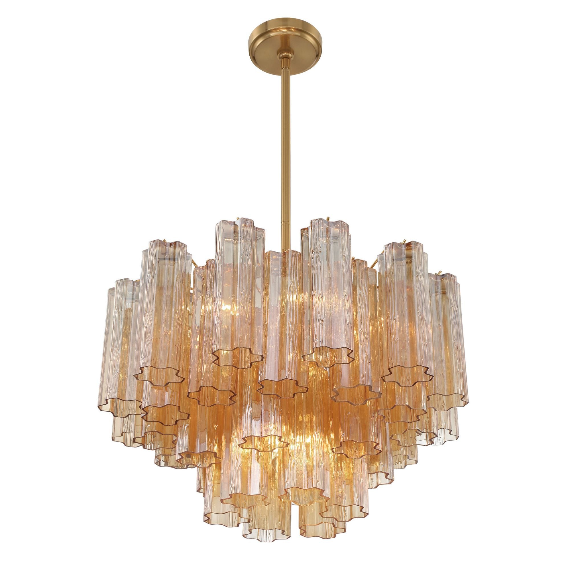 Addis 9 Light Aged Brass Chandelier Tronchi Glass Amber 22"W x 14.25"H x 22"D