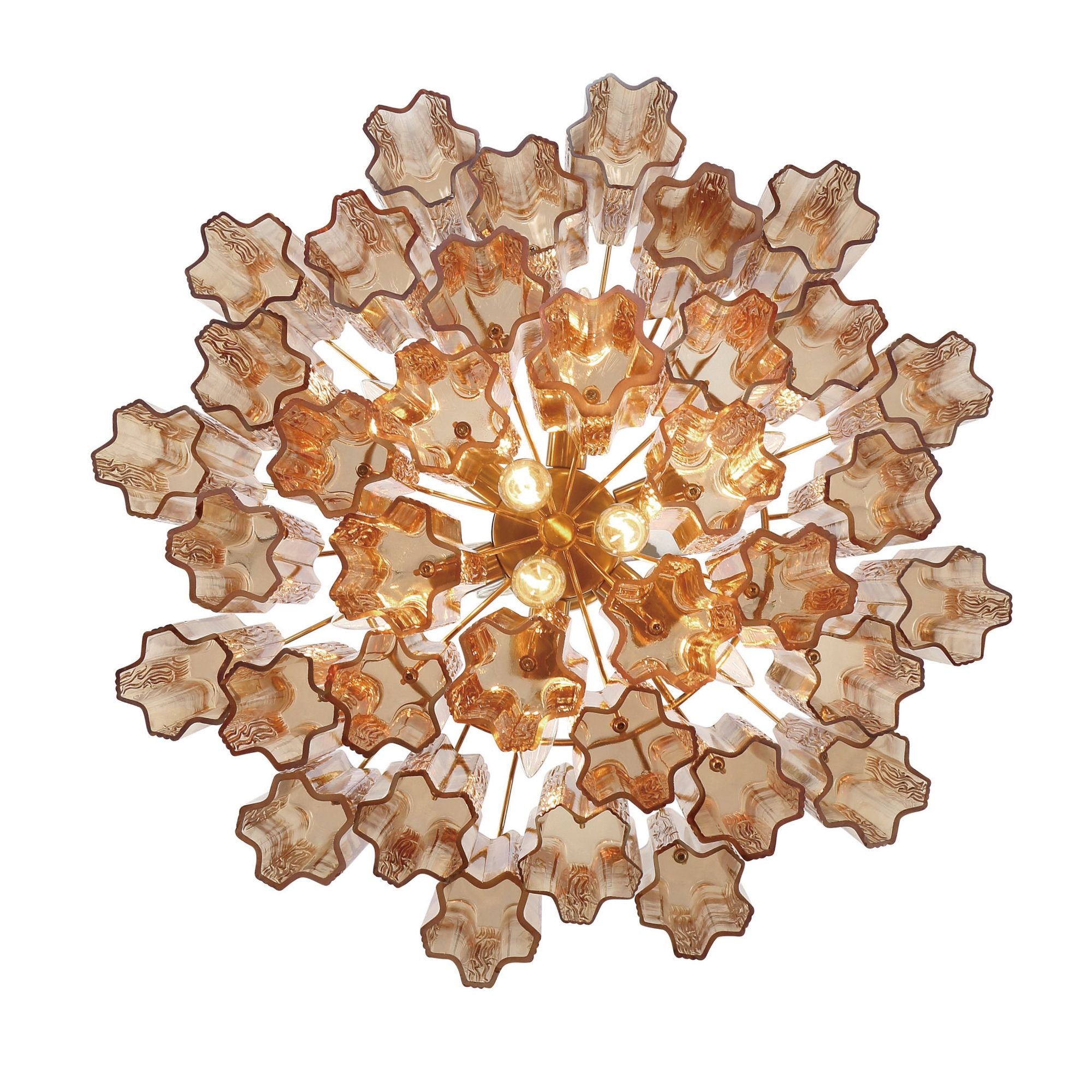 Addis 9 Light Aged Brass Chandelier Tronchi Glass Amber 22"W x 14.25"H x 22"D