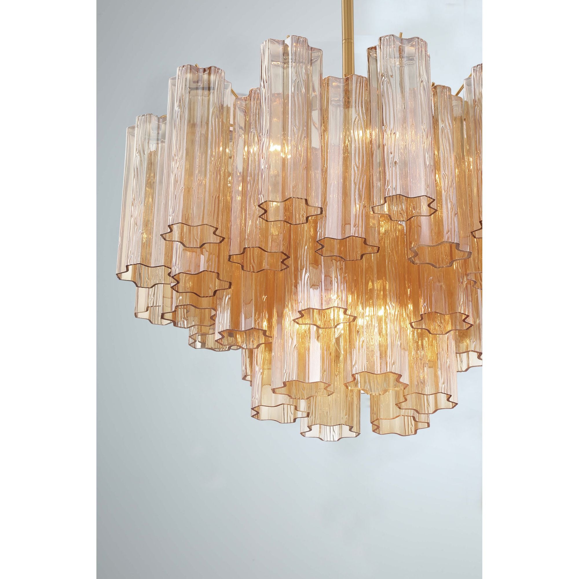 Addis 9 Light Aged Brass Chandelier Tronchi Glass Amber 22"W x 14.25"H x 22"D