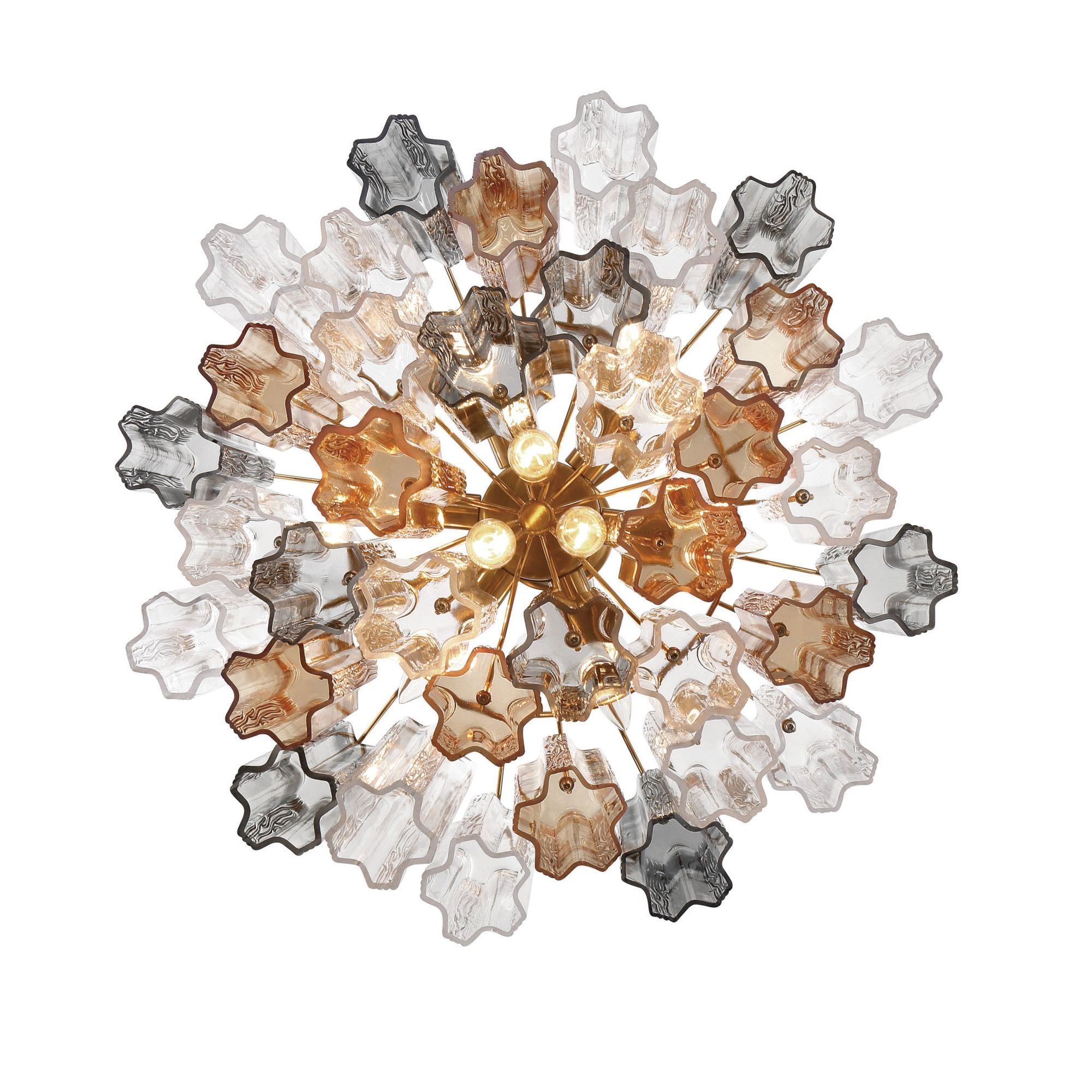 Addis 9 Light Aged Brass Chandelier Tronchi Glass Autumn 22"W x 14.25"H x 22"D