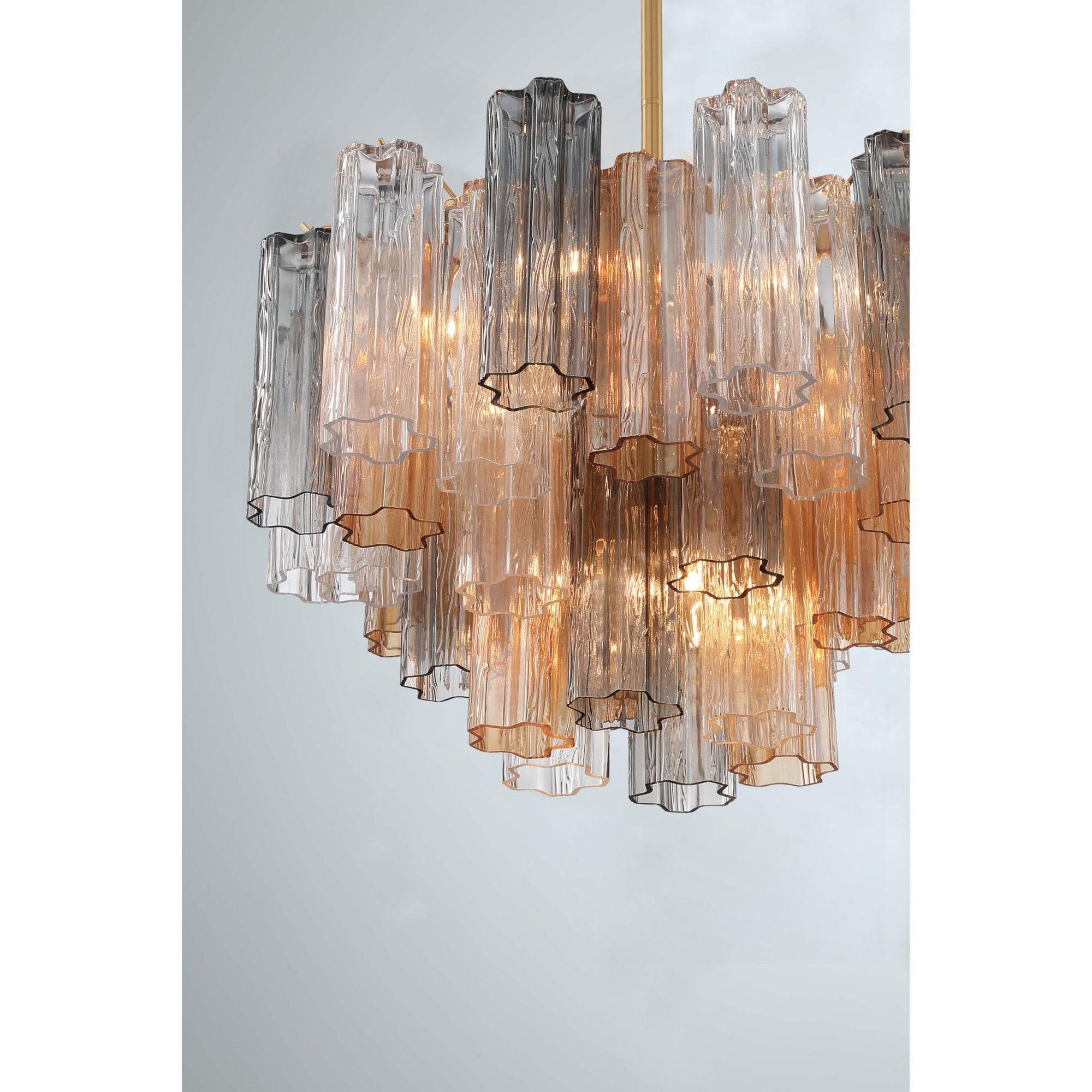 Addis 9 Light Aged Brass Chandelier Tronchi Glass Autumn 22"W x 14.25"H x 22"D