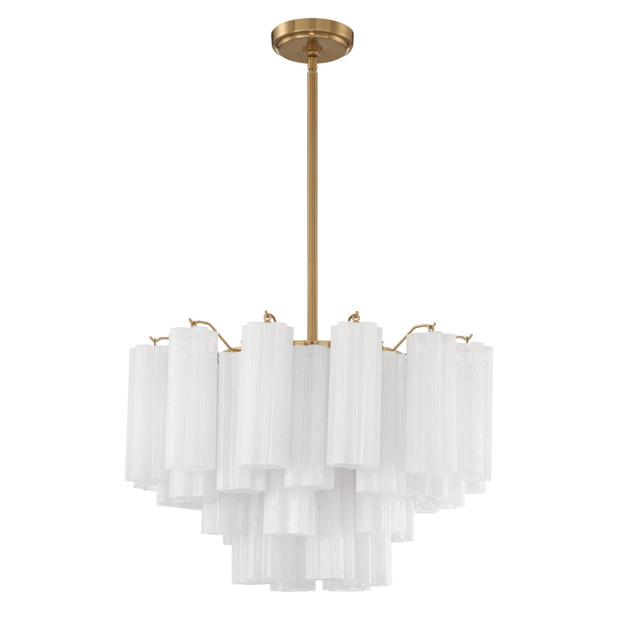 Addis 9 Light Aged Brass Chandelier Tronchi Glass White 22"W x 14.25"H x 22"D
