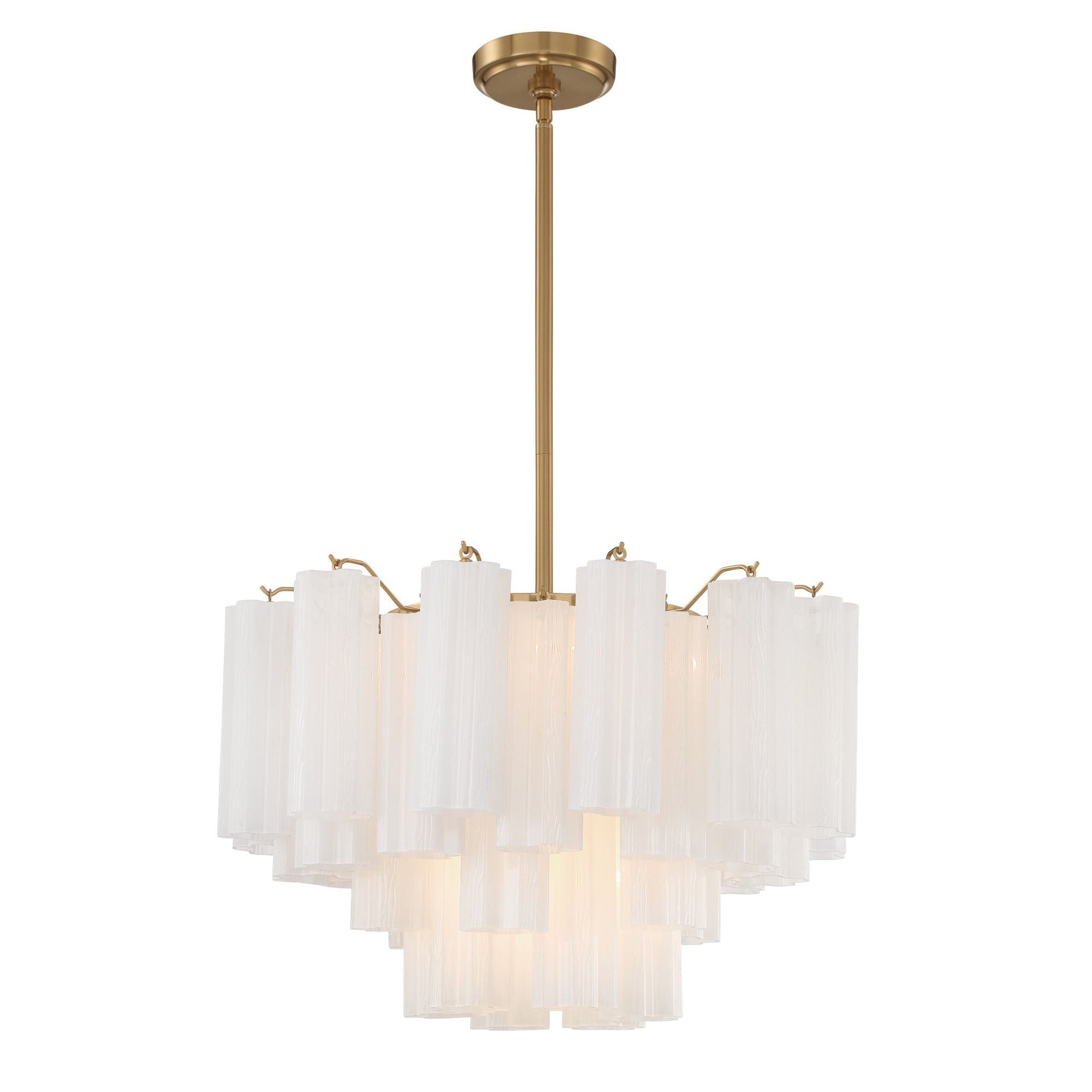 Addis 9 Light Aged Brass Chandelier Tronchi Glass White 22"W x 14.25"H x 22"D