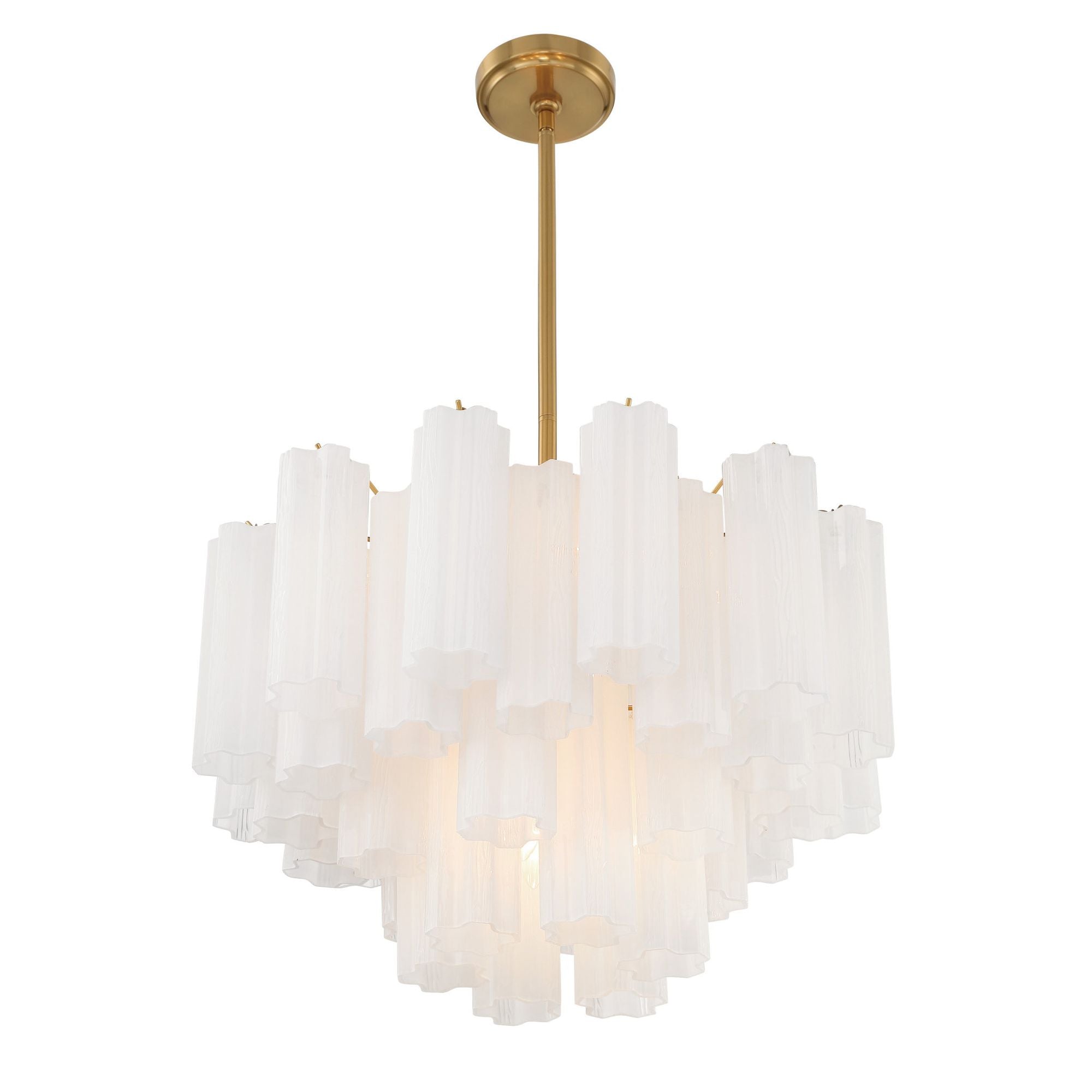 Addis 9 Light Aged Brass Chandelier Tronchi Glass White 22"W x 14.25"H x 22"D