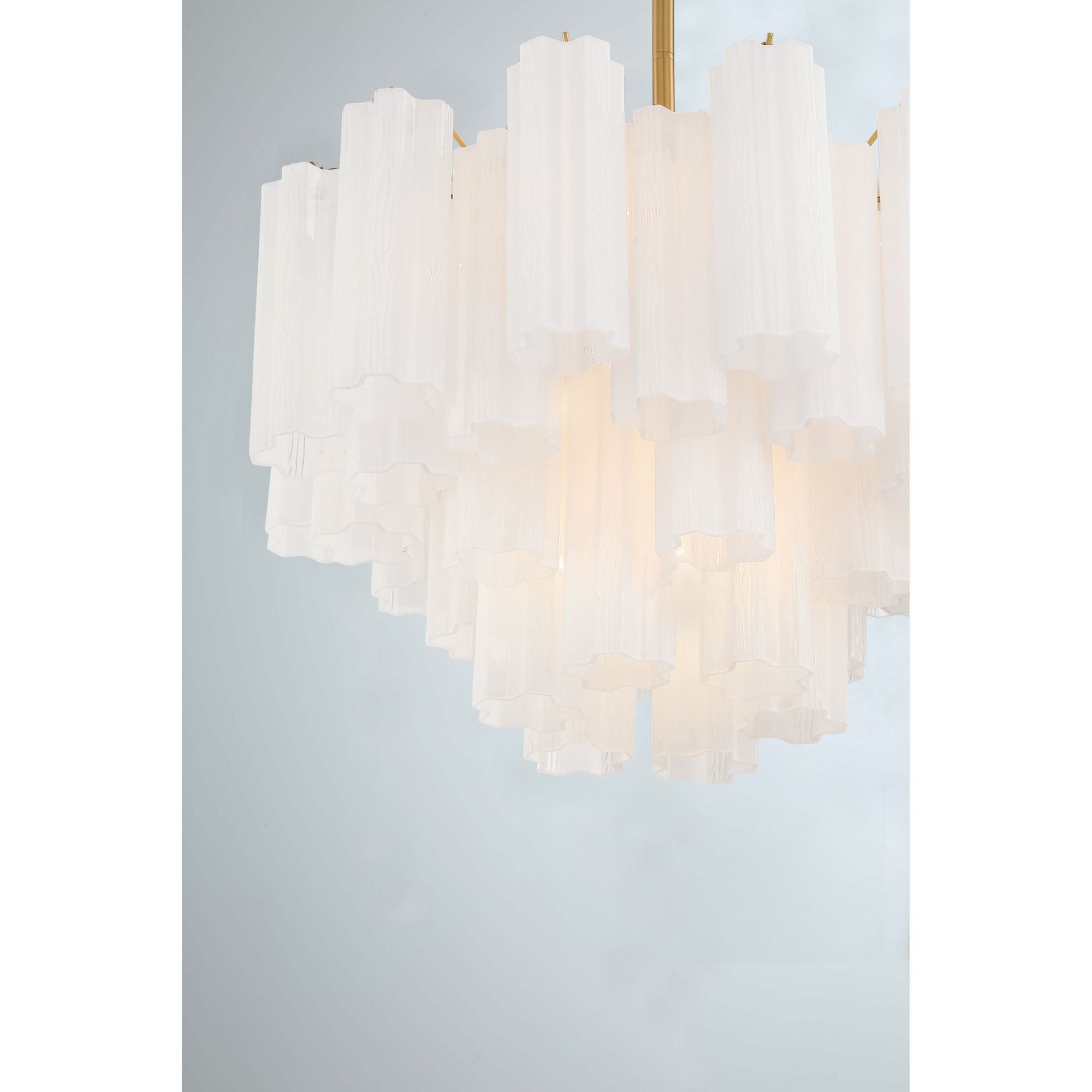 Addis 9 Light Aged Brass Chandelier Tronchi Glass White 22"W x 14.25"H x 22"D