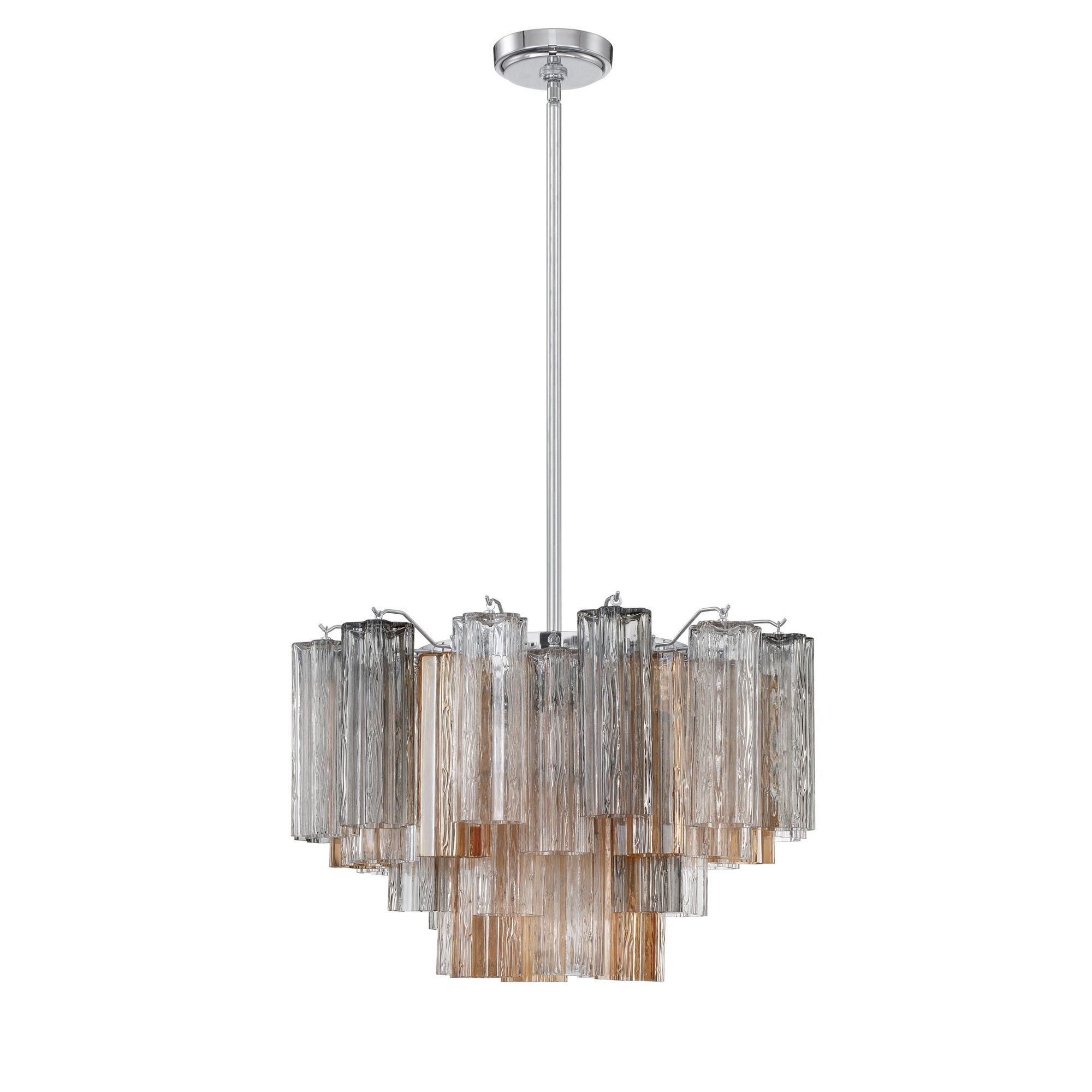 Addis 9 Light Polished Chrome Chandelier Tronchi Glass Autumn 22"W x 14.25"H x 22"D