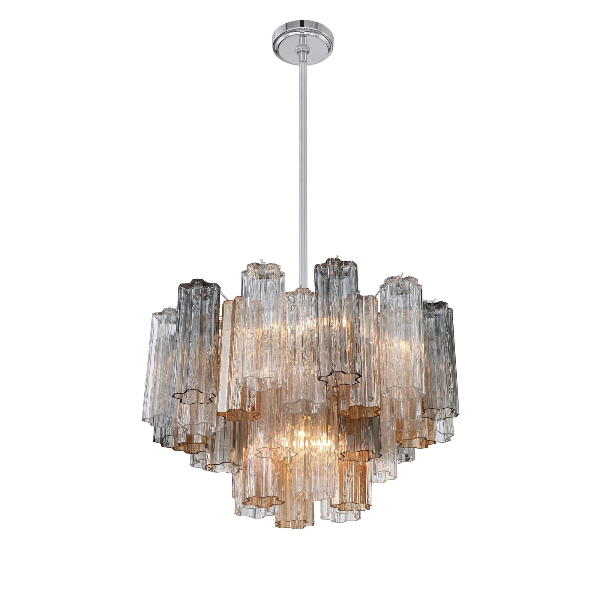 Addis 9 Light Polished Chrome Chandelier Tronchi Glass Autumn 22"W x 14.25"H x 22"D