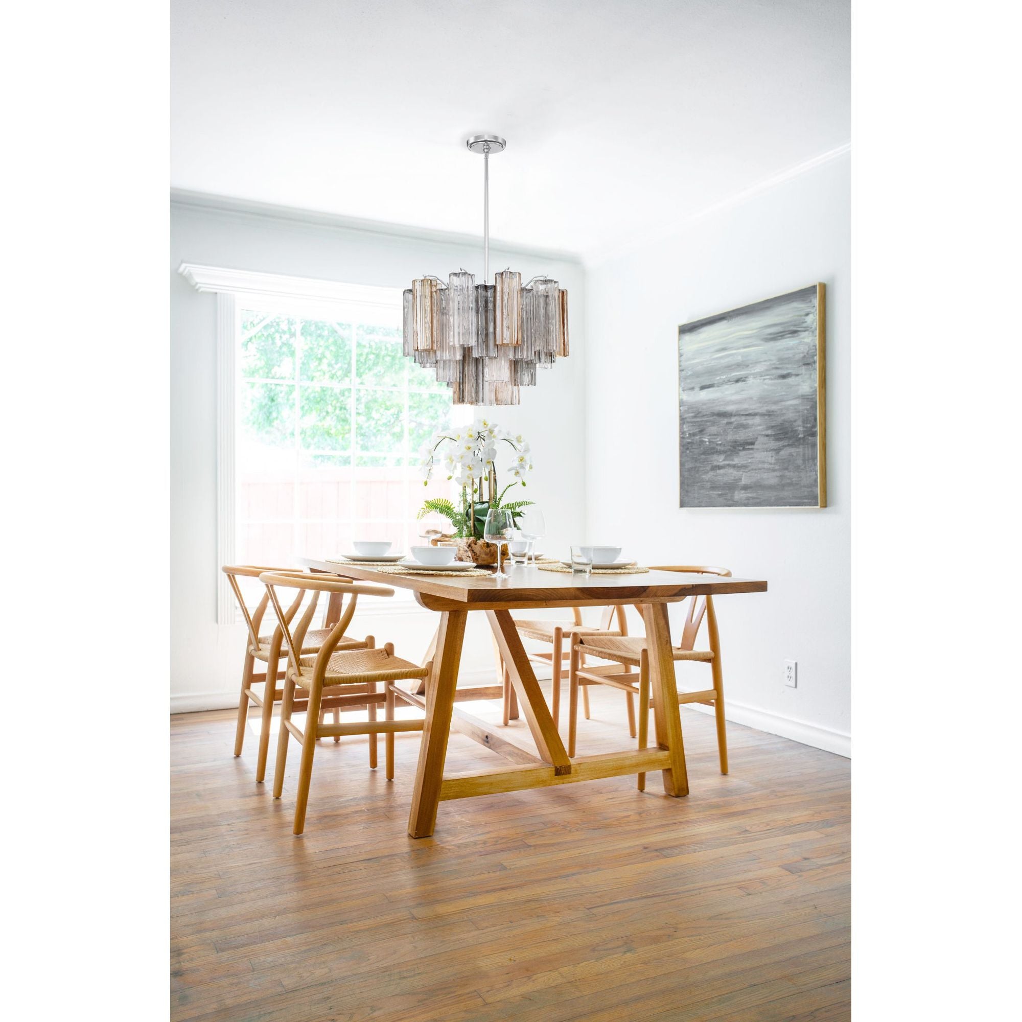 Addis 9 Light Polished Chrome Chandelier Tronchi Glass Autumn 22"W x 14.25"H x 22"D