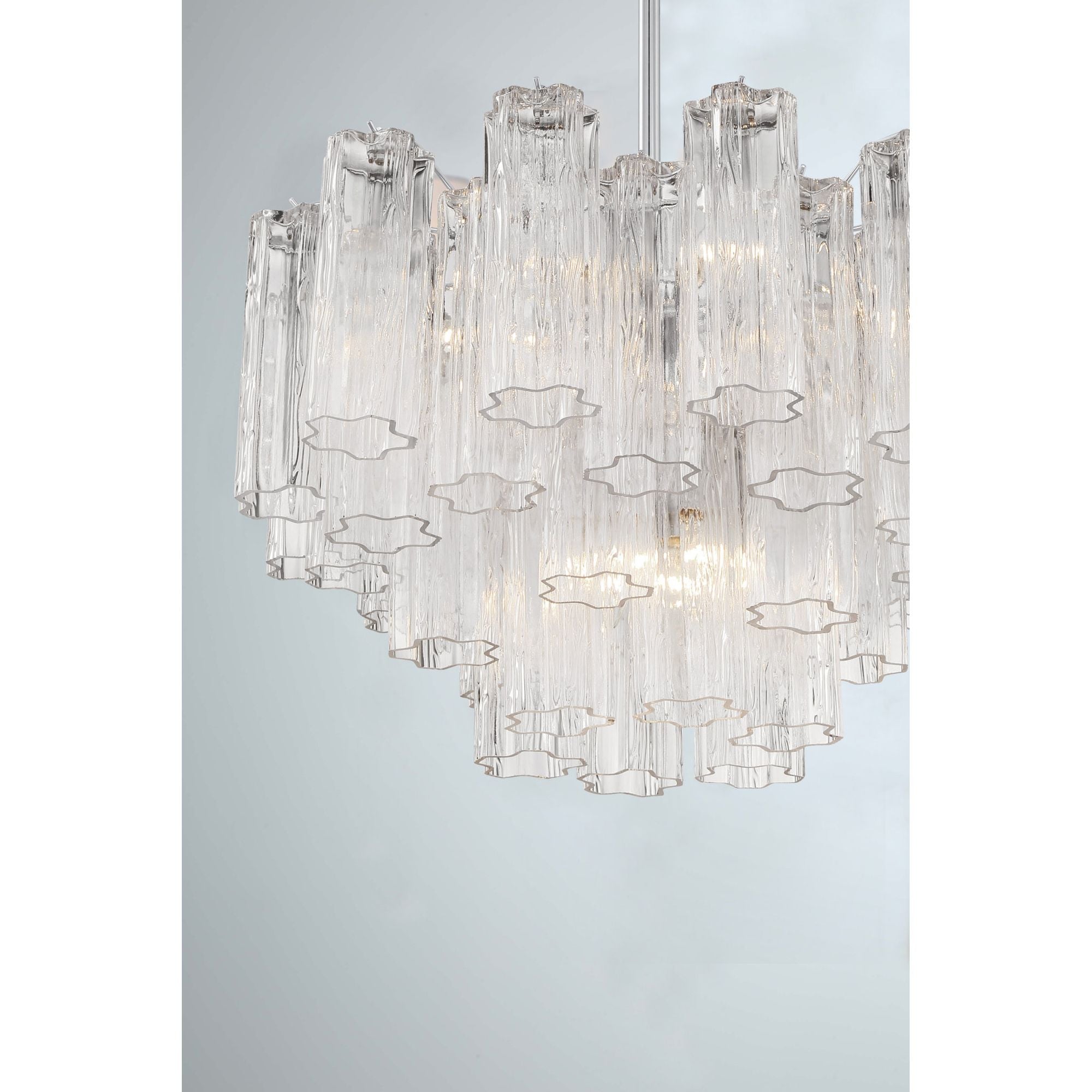 Addis 9 Light Polished Chrome Chandelier Tronchi Glass Clear 22"W x 14.25"H x 22"D