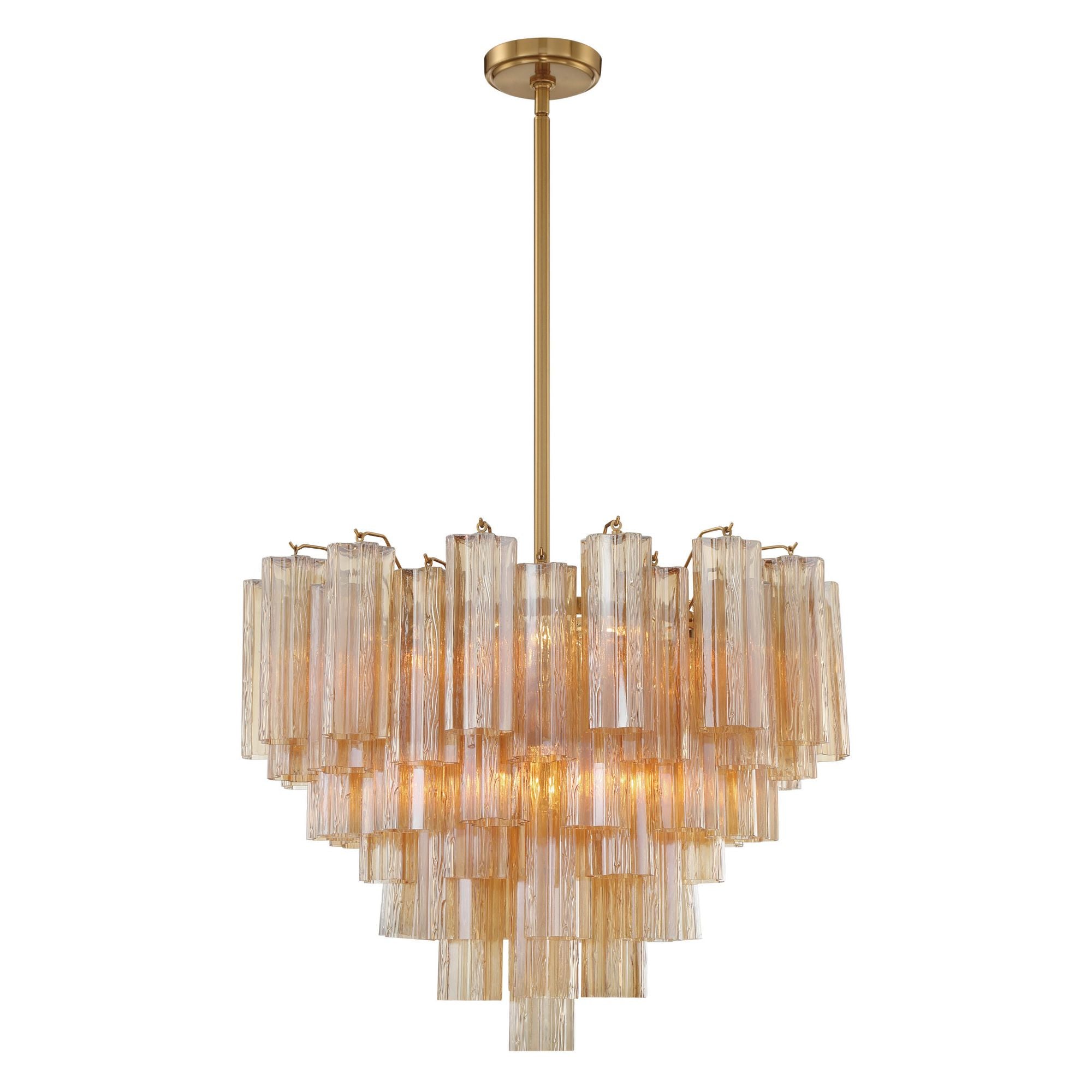 Addis 12 Light Aged Brass Chandelier Tronchi Glass Amber 26.75"W x 21.5"H x 26.75"D