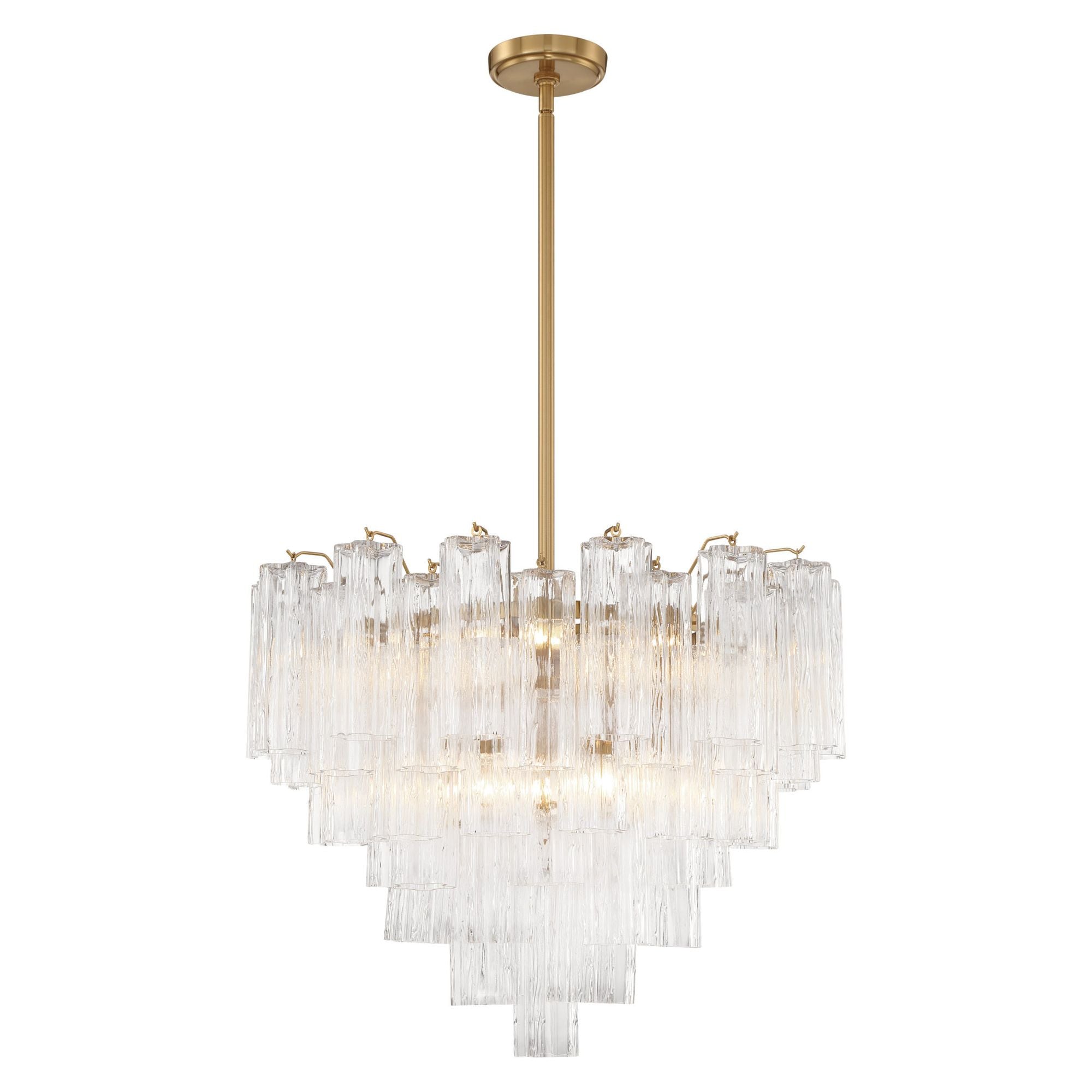 Addis 12 Light Aged Brass Chandelier Tronchi Glass Clear 26.75"W x 21.5"H x 26.75"D