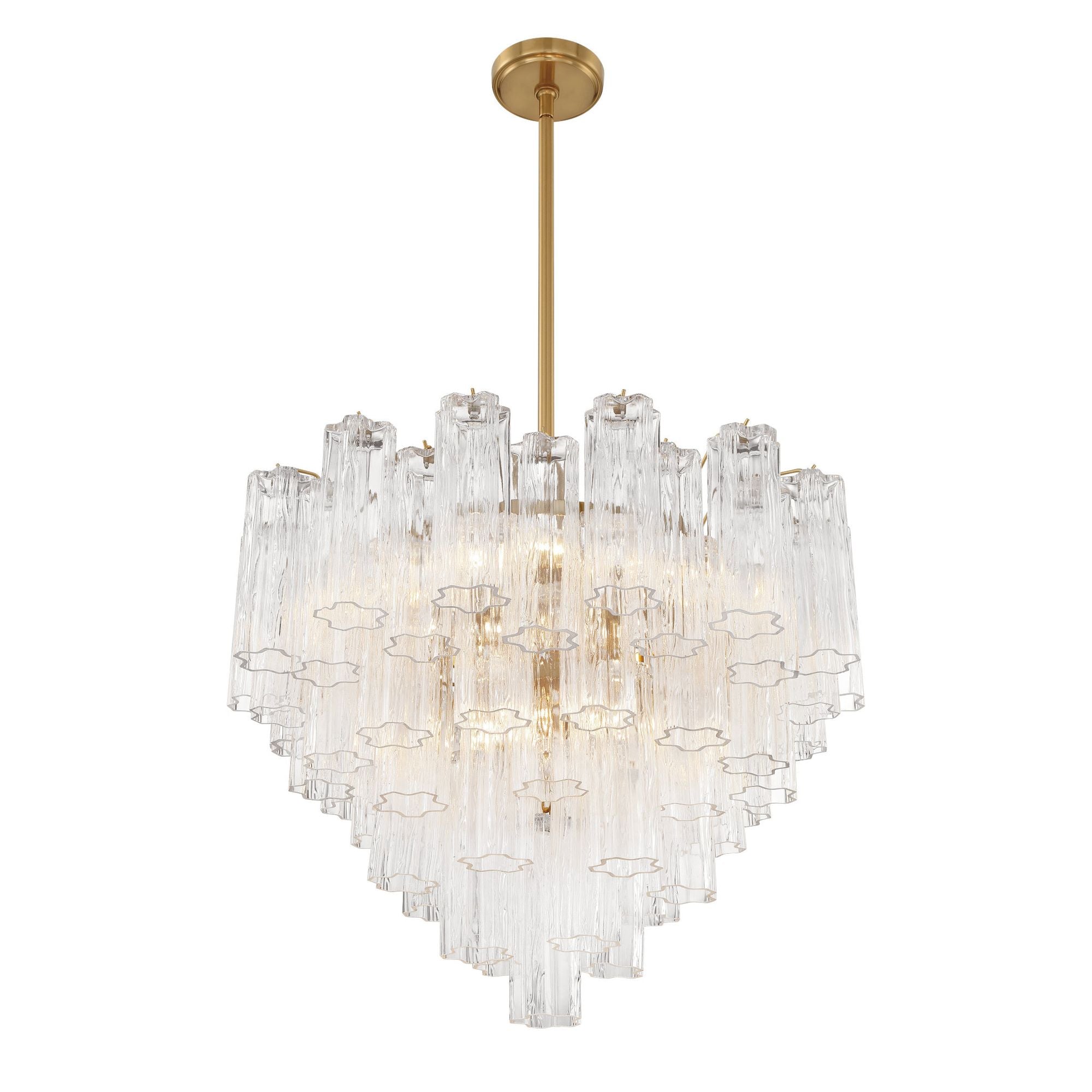 Addis 12 Light Aged Brass Chandelier Tronchi Glass Clear 26.75"W x 21.5"H x 26.75"D