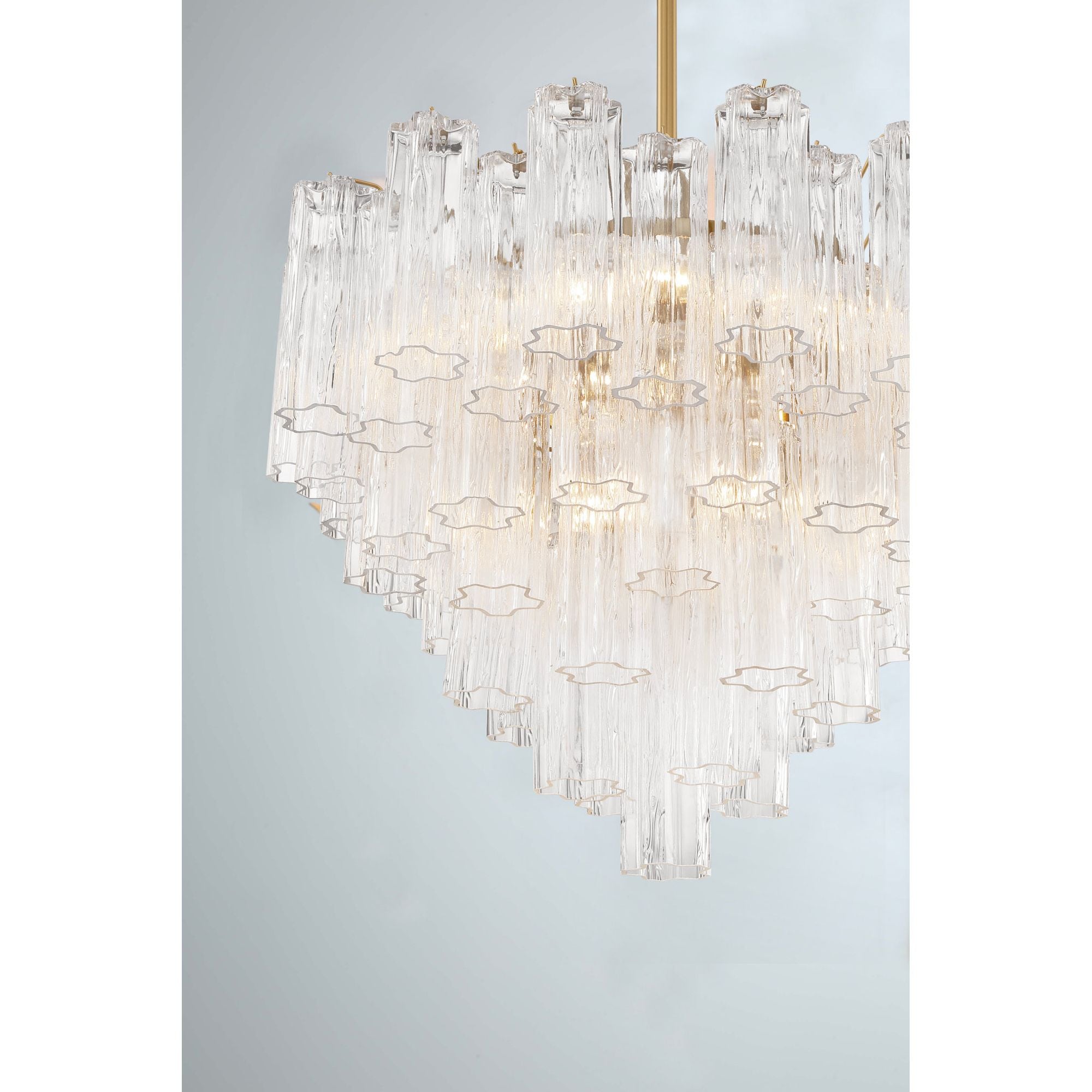 Addis 12 Light Aged Brass Chandelier Tronchi Glass Clear 26.75"W x 21.5"H x 26.75"D