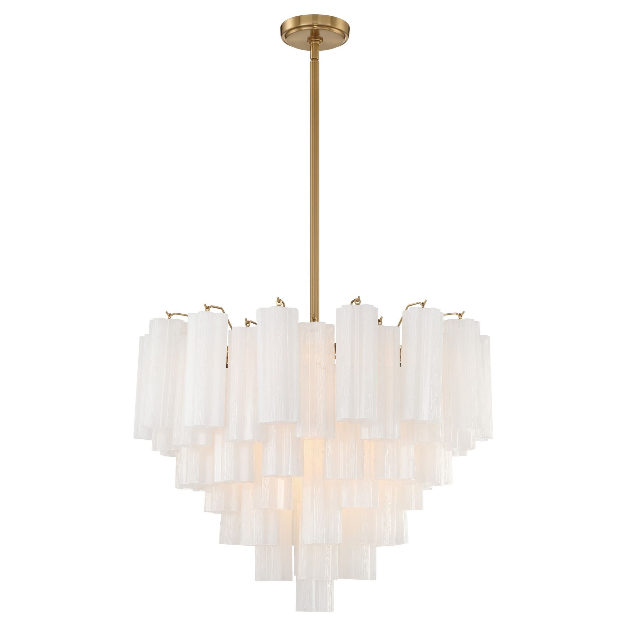 Addis 12 Light Aged Brass Chandelier Tronchi Glass White 26.75"W x 21.5"H x 26.75"D