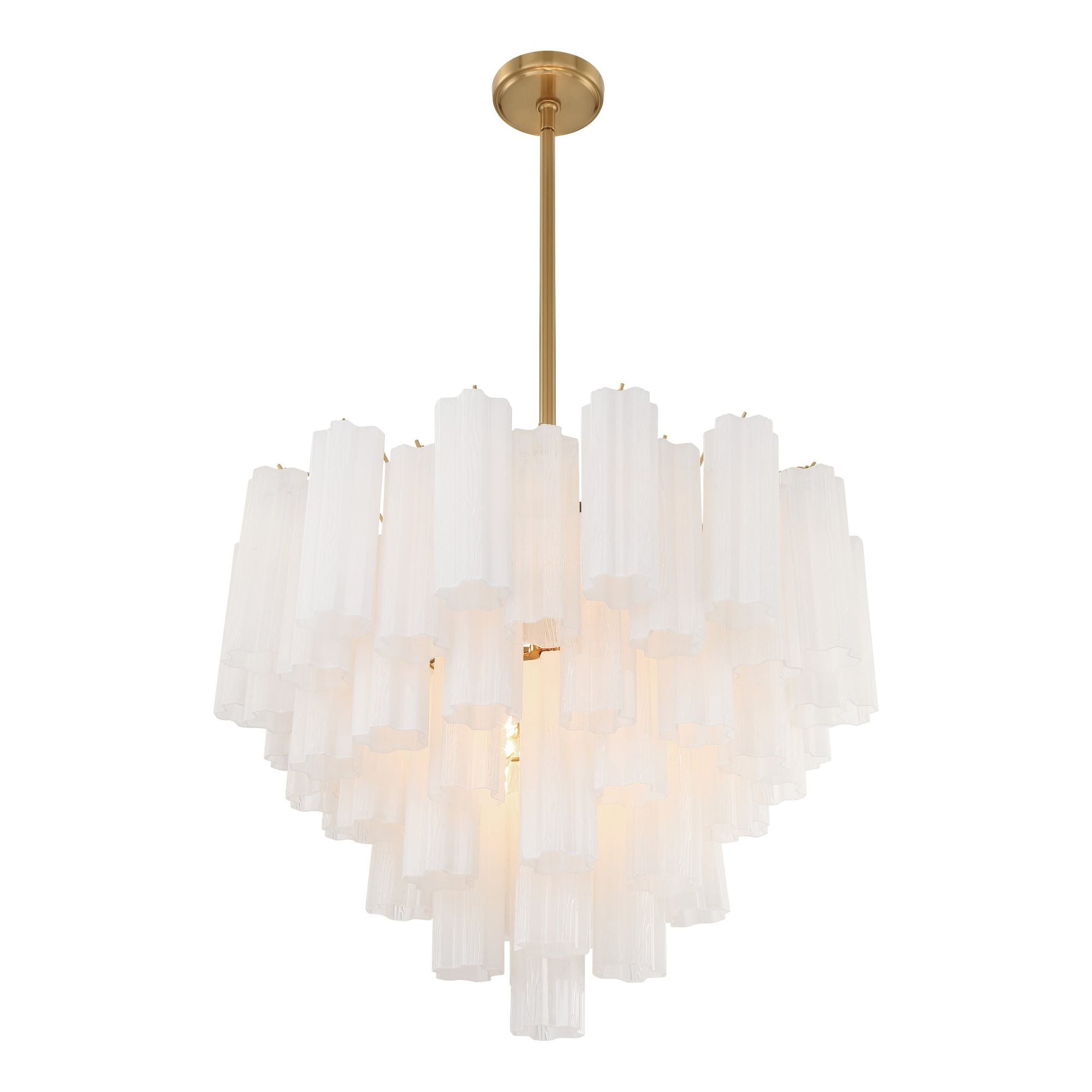 Addis 12 Light Aged Brass Chandelier Tronchi Glass White 26.75"W x 21.5"H x 26.75"D