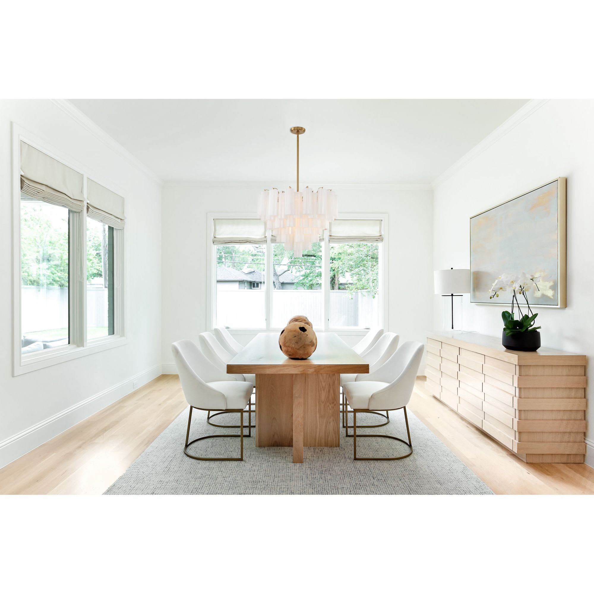 Addis 12 Light Aged Brass Chandelier Tronchi Glass White 26.75"W x 21.5"H x 26.75"D