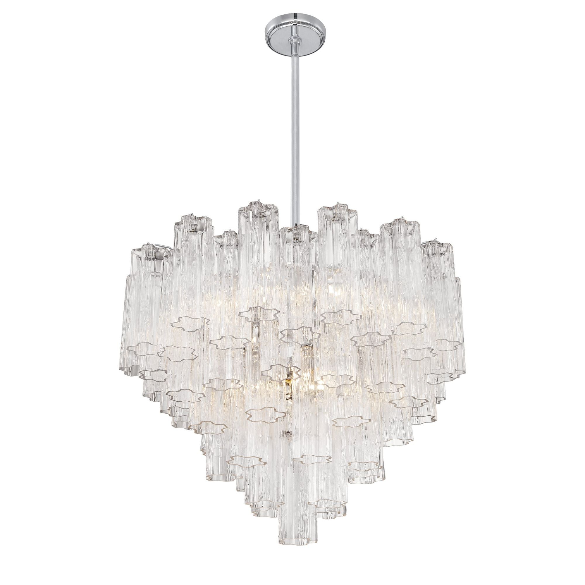 Addis 12 Light Polished Chrome Chandelier Tronchi Glass Clear 26.75"W x 21.5"H x 26.75"D