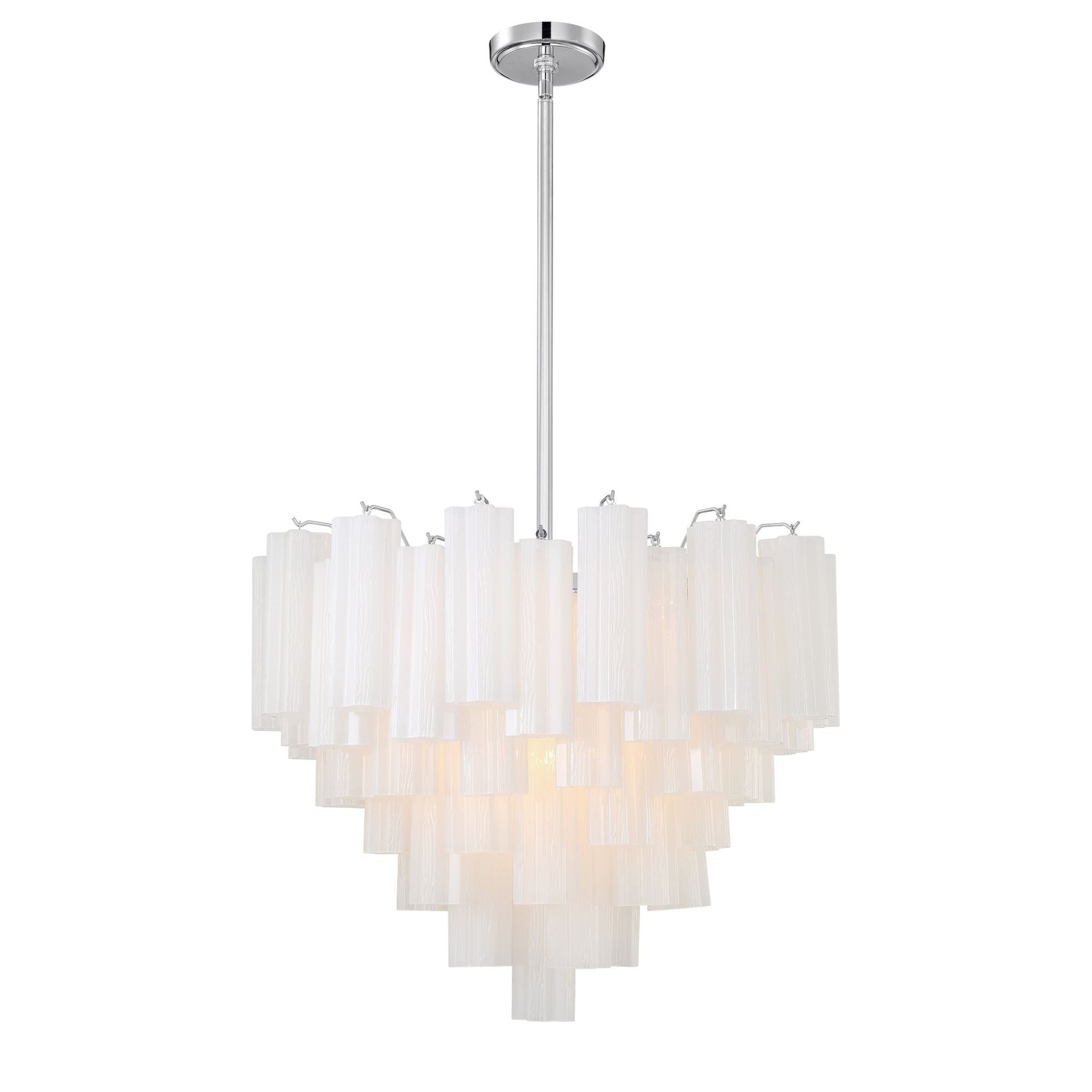 Addis 12 Light Polished Chrome Chandelier Tronchi Glass White 26.75"W x 21.5"H x 26.75"D