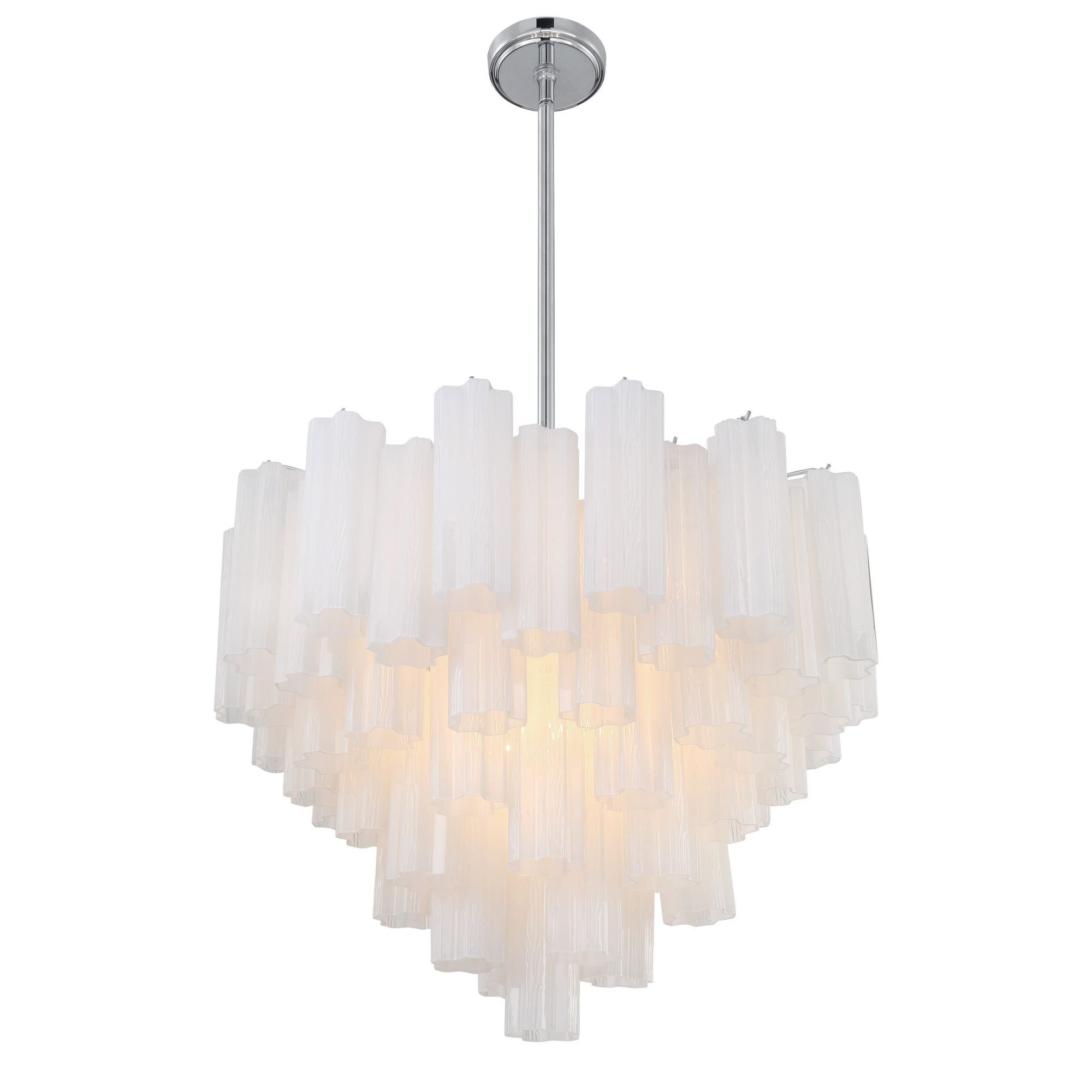 Addis 12 Light Polished Chrome Chandelier Tronchi Glass White 26.75"W x 21.5"H x 26.75"D