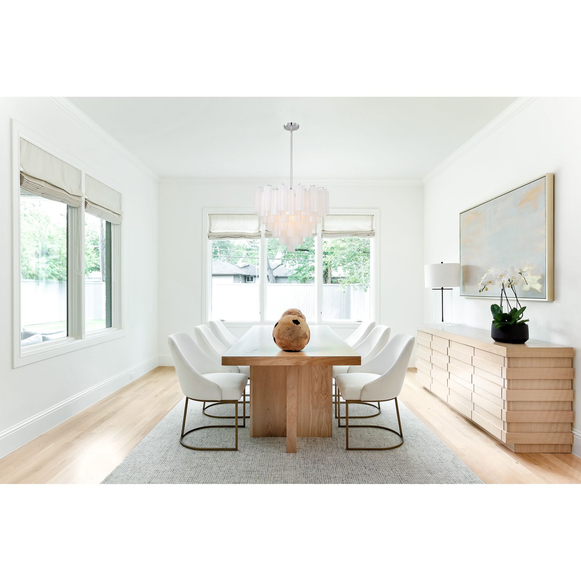 Addis 12 Light Polished Chrome Chandelier Tronchi Glass White 26.75"W x 21.5"H x 26.75"D