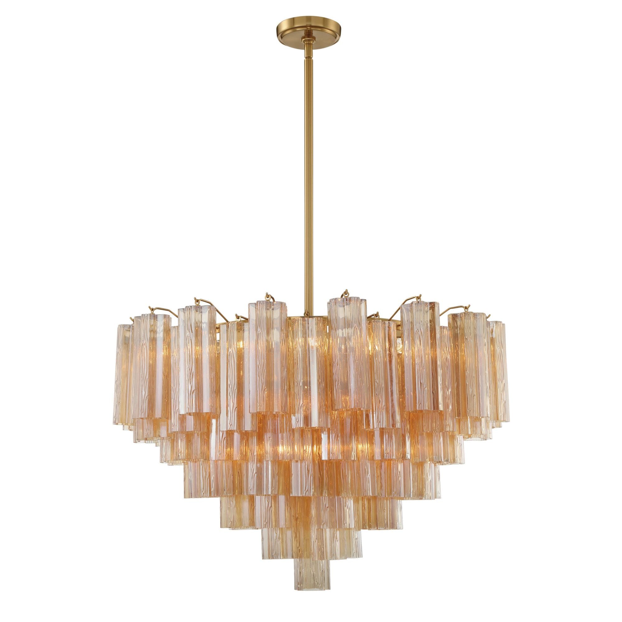 Addis 16 Light Aged Brass Chandelier Tronchi Glass Amber 32"W x 21.5"H x 32"D