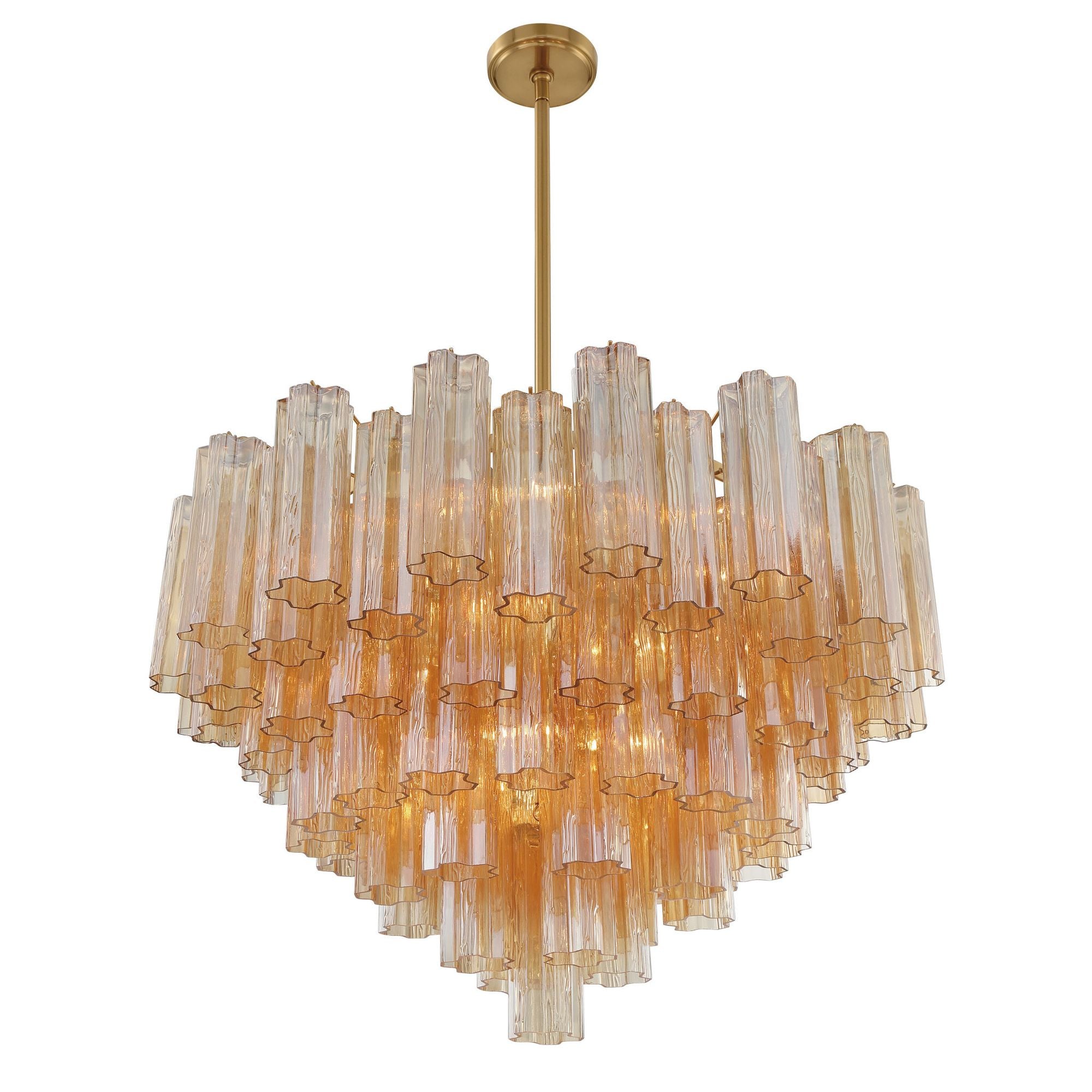 Addis 16 Light Aged Brass Chandelier Tronchi Glass Amber 32"W x 21.5"H x 32"D