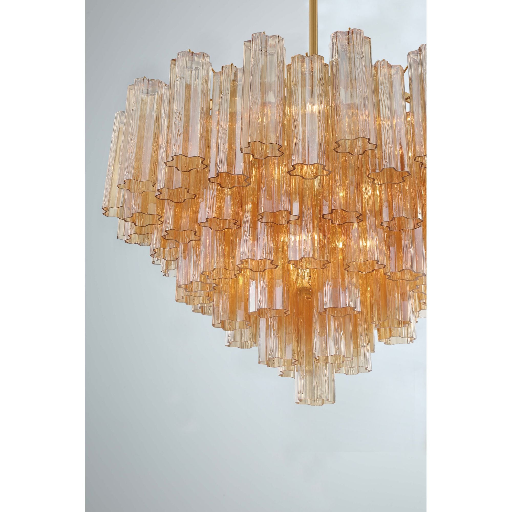 Addis 16 Light Aged Brass Chandelier Tronchi Glass Amber 32"W x 21.5"H x 32"D