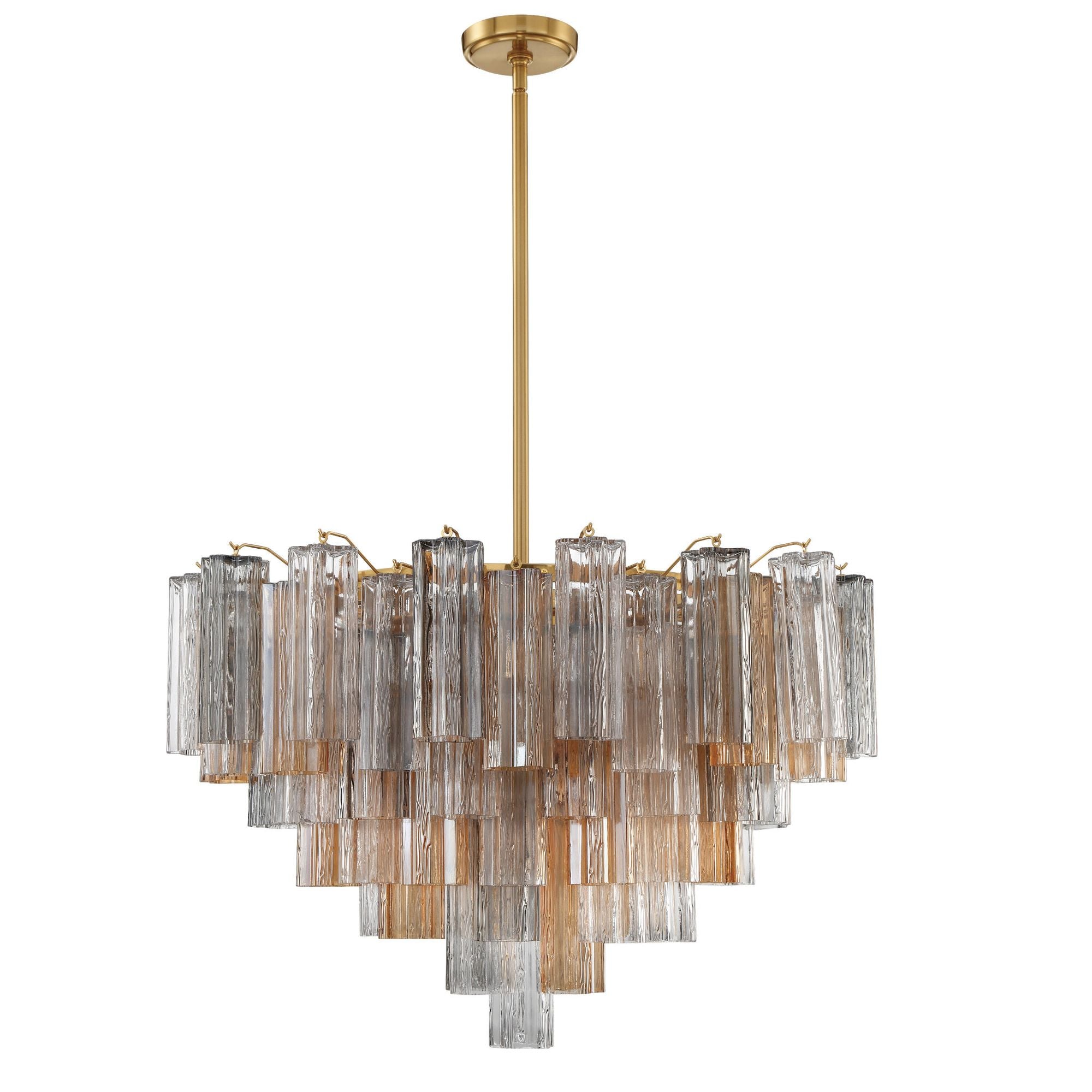 Addis 16 Light Aged Brass Chandelier Tronchi Glass Autumn 32"W x 21.5"H x 32"D