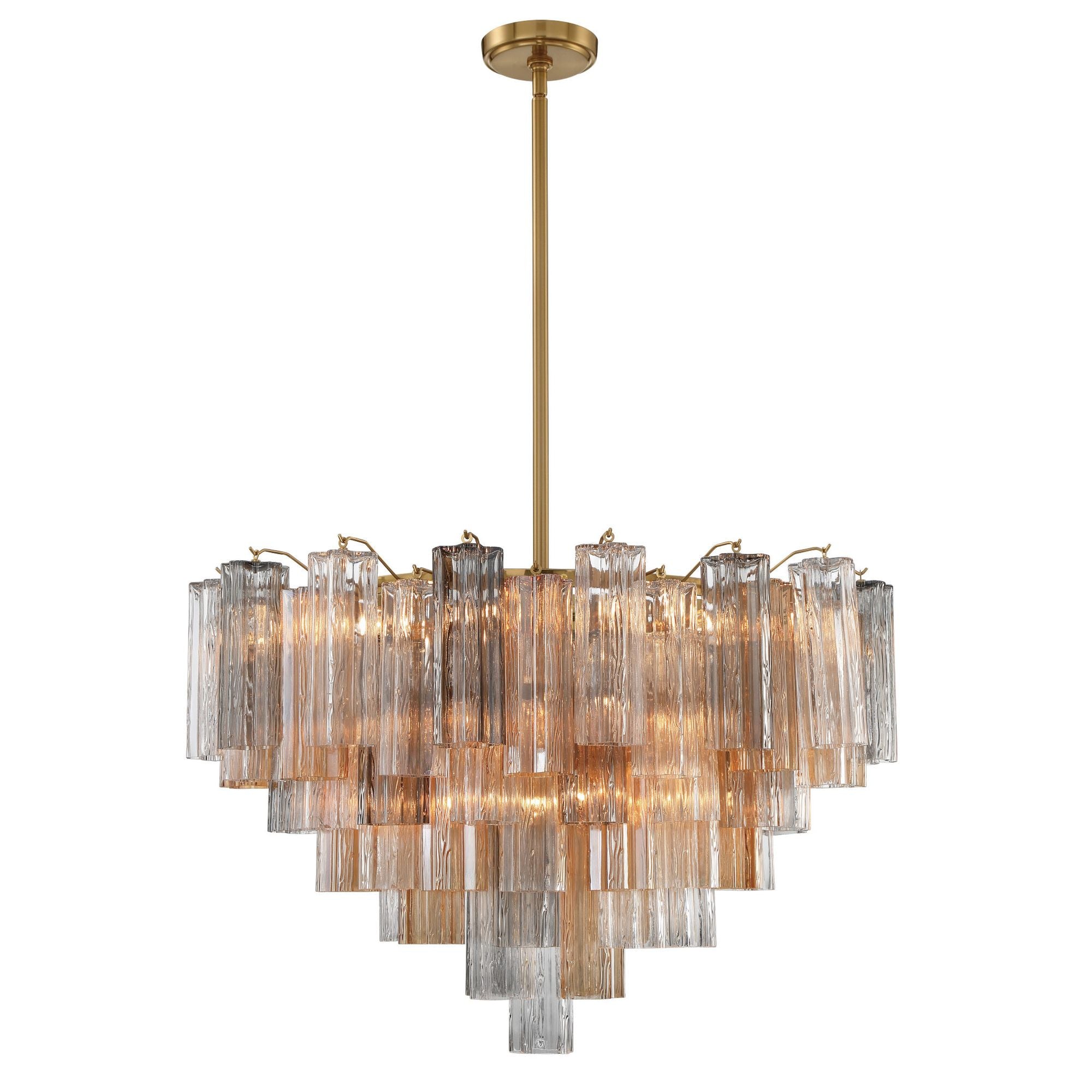 Addis 16 Light Aged Brass Chandelier Tronchi Glass Autumn 32"W x 21.5"H x 32"D