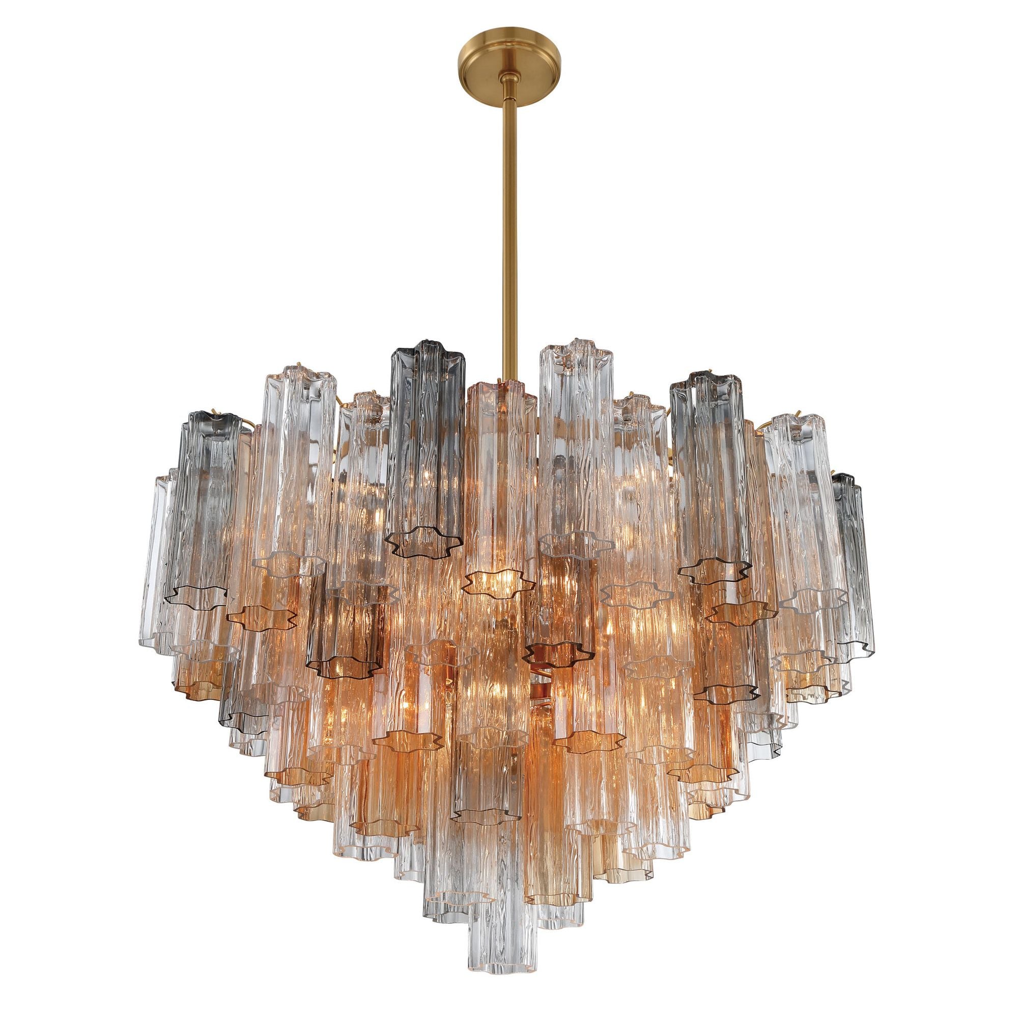 Addis 16 Light Aged Brass Chandelier Tronchi Glass Autumn 32"W x 21.5"H x 32"D