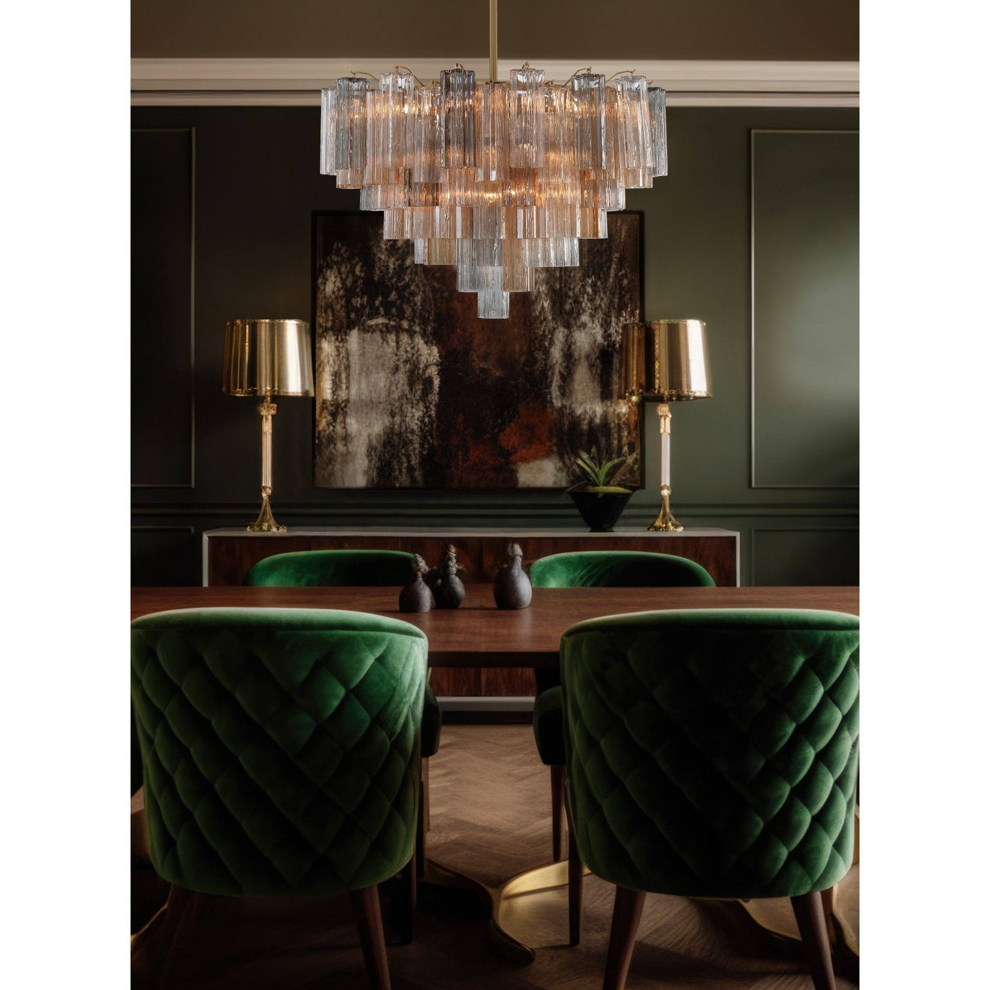 Addis 16 Light Aged Brass Chandelier Tronchi Glass Autumn 32"W x 21.5"H x 32"D