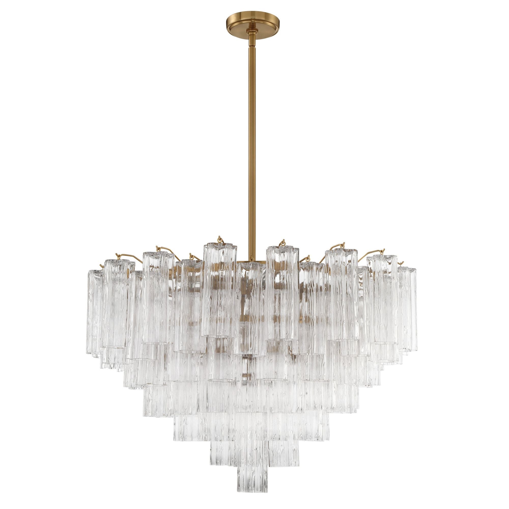 Addis 16 Light Aged Brass Chandelier Tronchi Glass Clear 32"W x 21.5"H x 32"D