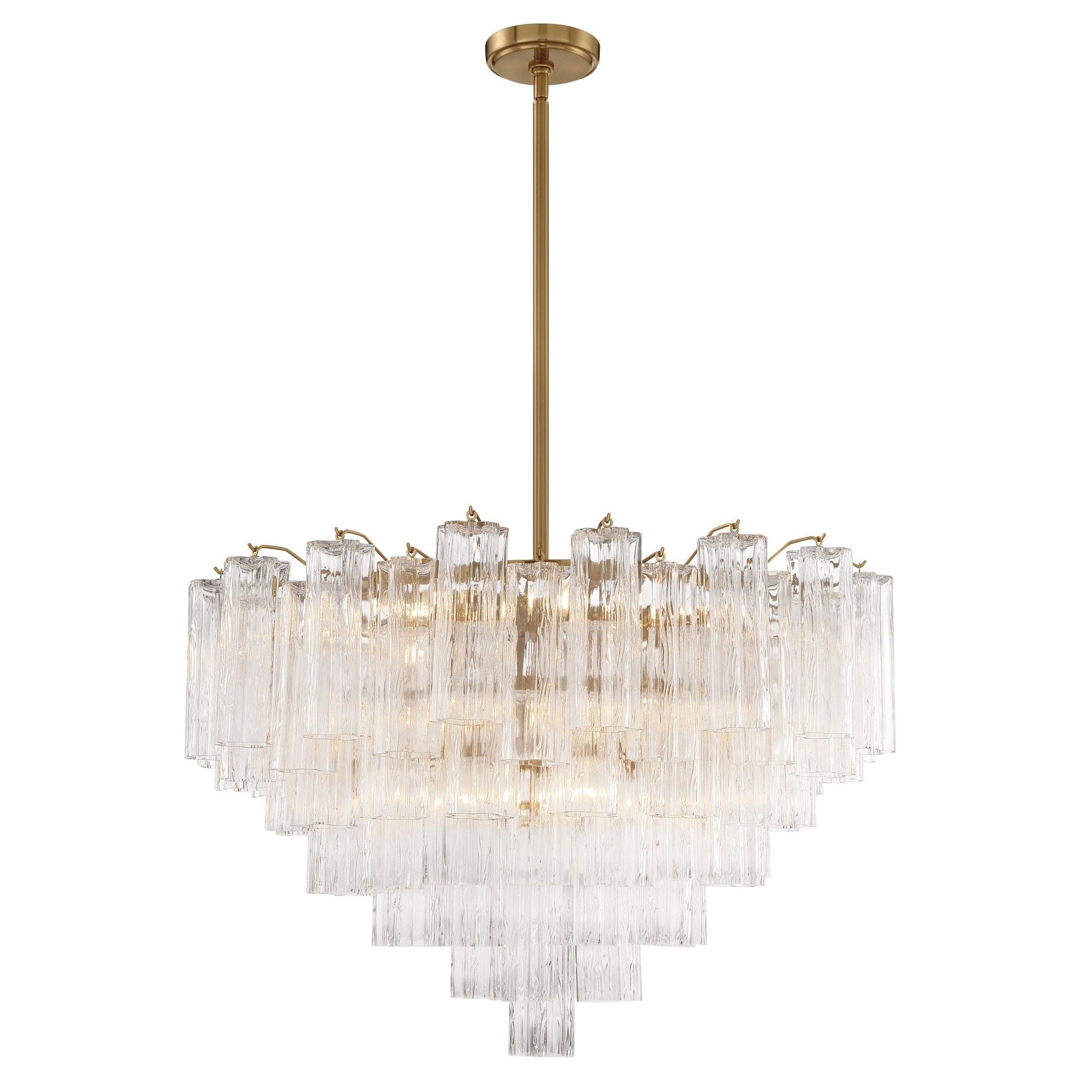 Addis 16 Light Aged Brass Chandelier Tronchi Glass Clear 32"W x 21.5"H x 32"D