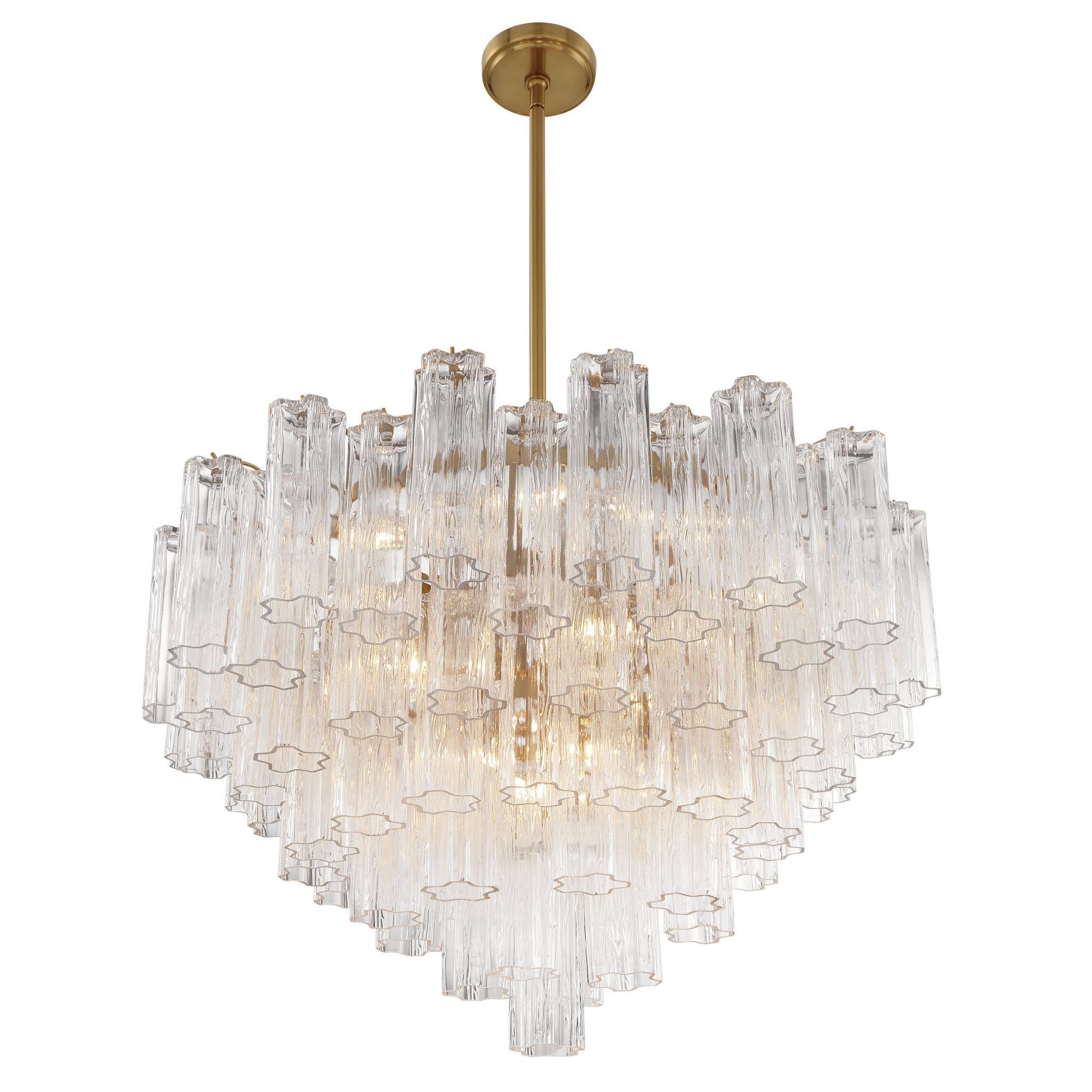 Addis 16 Light Aged Brass Chandelier Tronchi Glass Clear 32"W x 21.5"H x 32"D