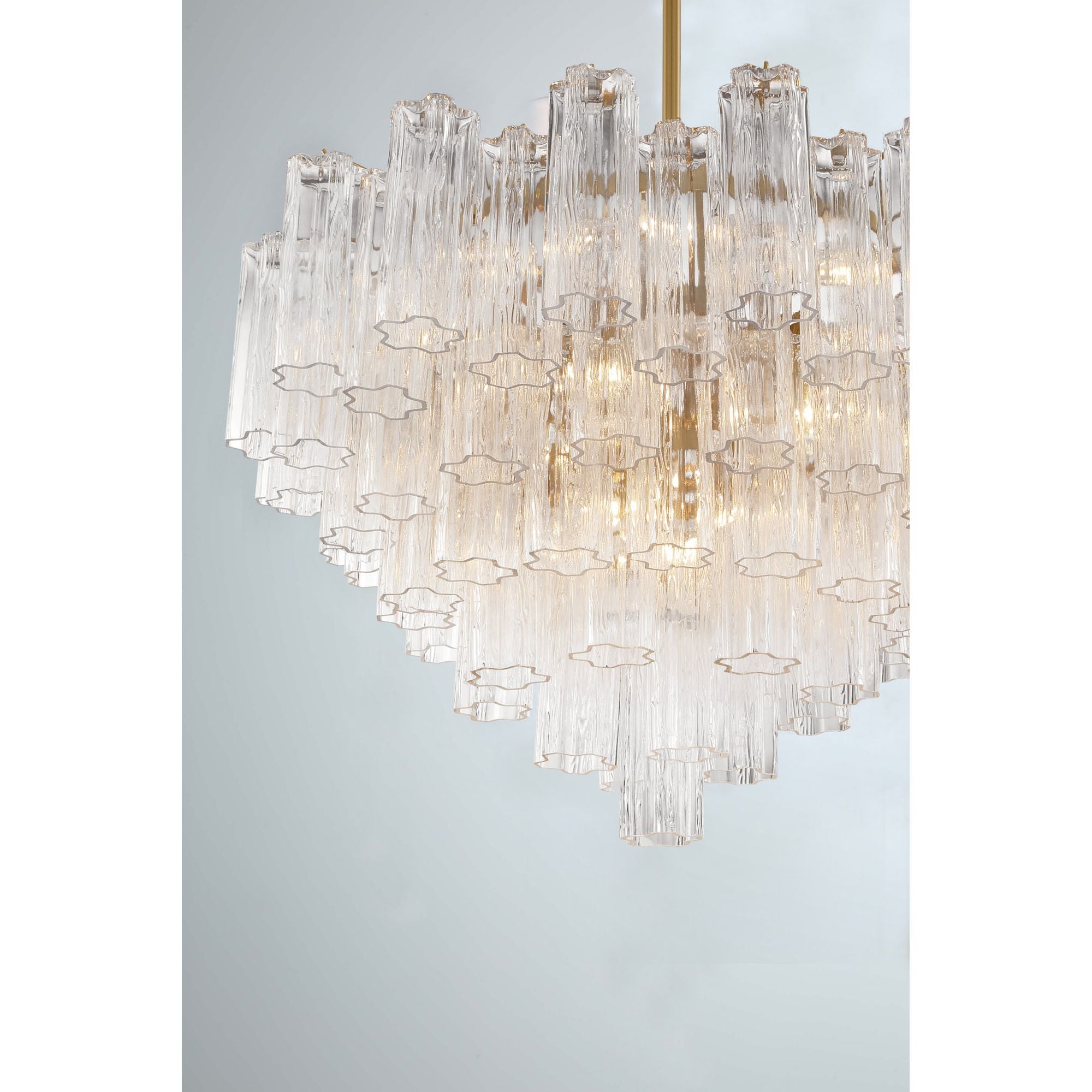 Addis 16 Light Aged Brass Chandelier Tronchi Glass Clear 32"W x 21.5"H x 32"D