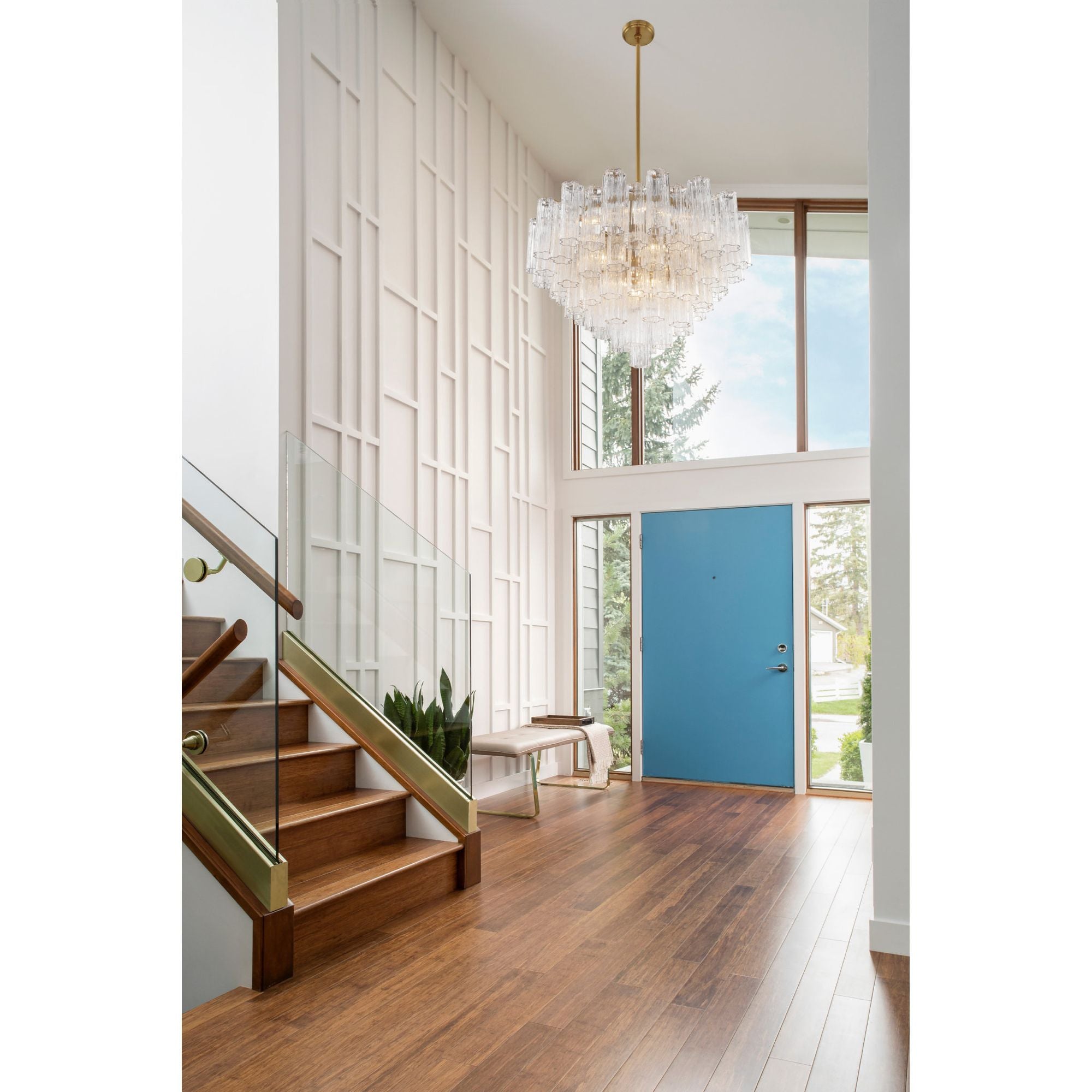 Addis 16 Light Aged Brass Chandelier Tronchi Glass Clear 32"W x 21.5"H x 32"D