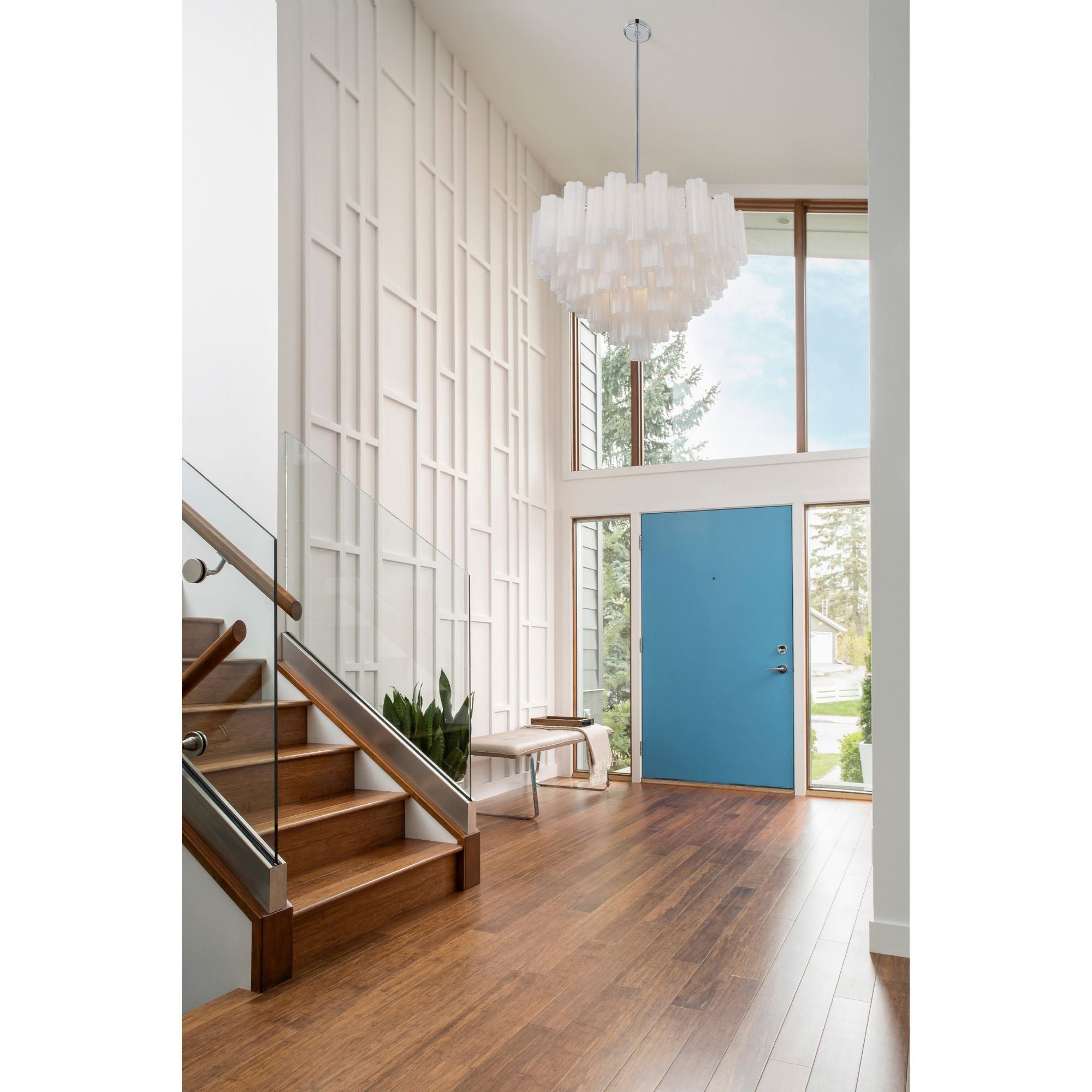 Addis 32'' Polished Chrome Chandelier White 32"W x 21.5"H x 32"D