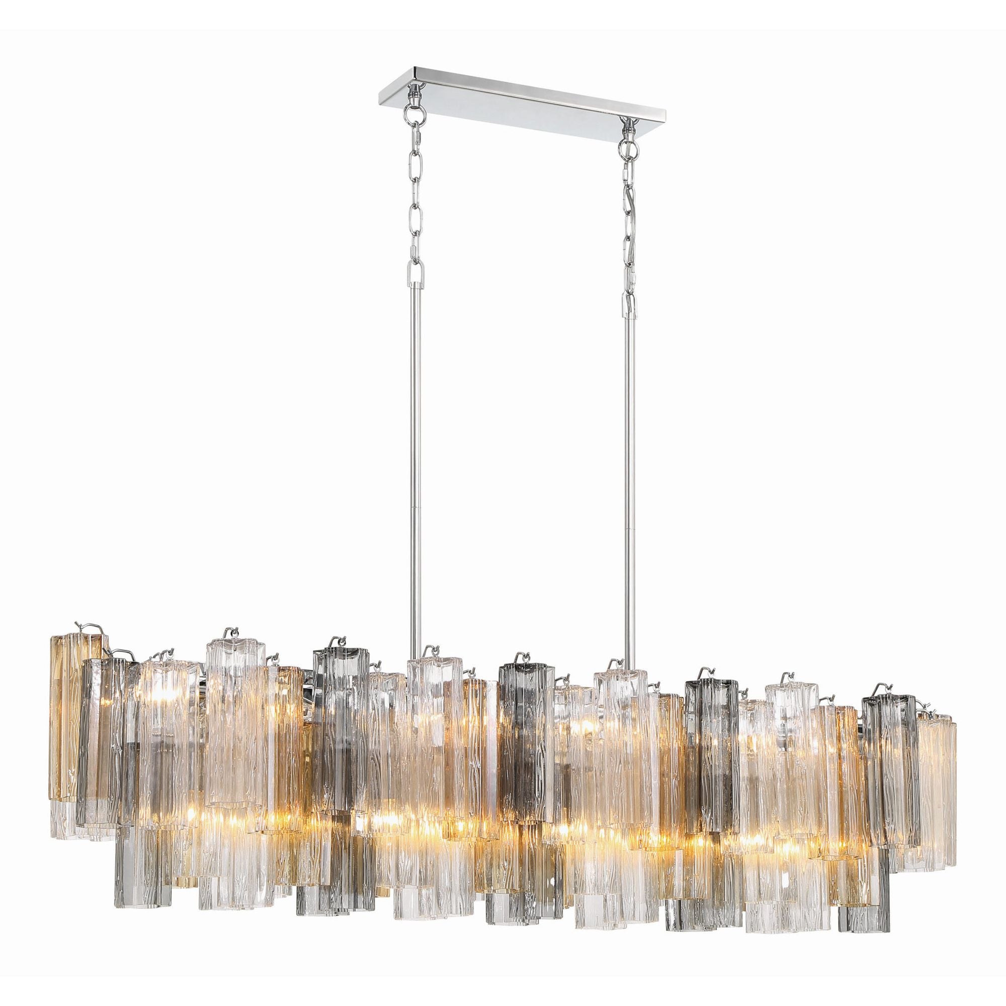 Addis 14 Light Polished Chrome Linear Chandelier Tronchi Glass Autumn 51.75"W x 14.25"H x 14"D