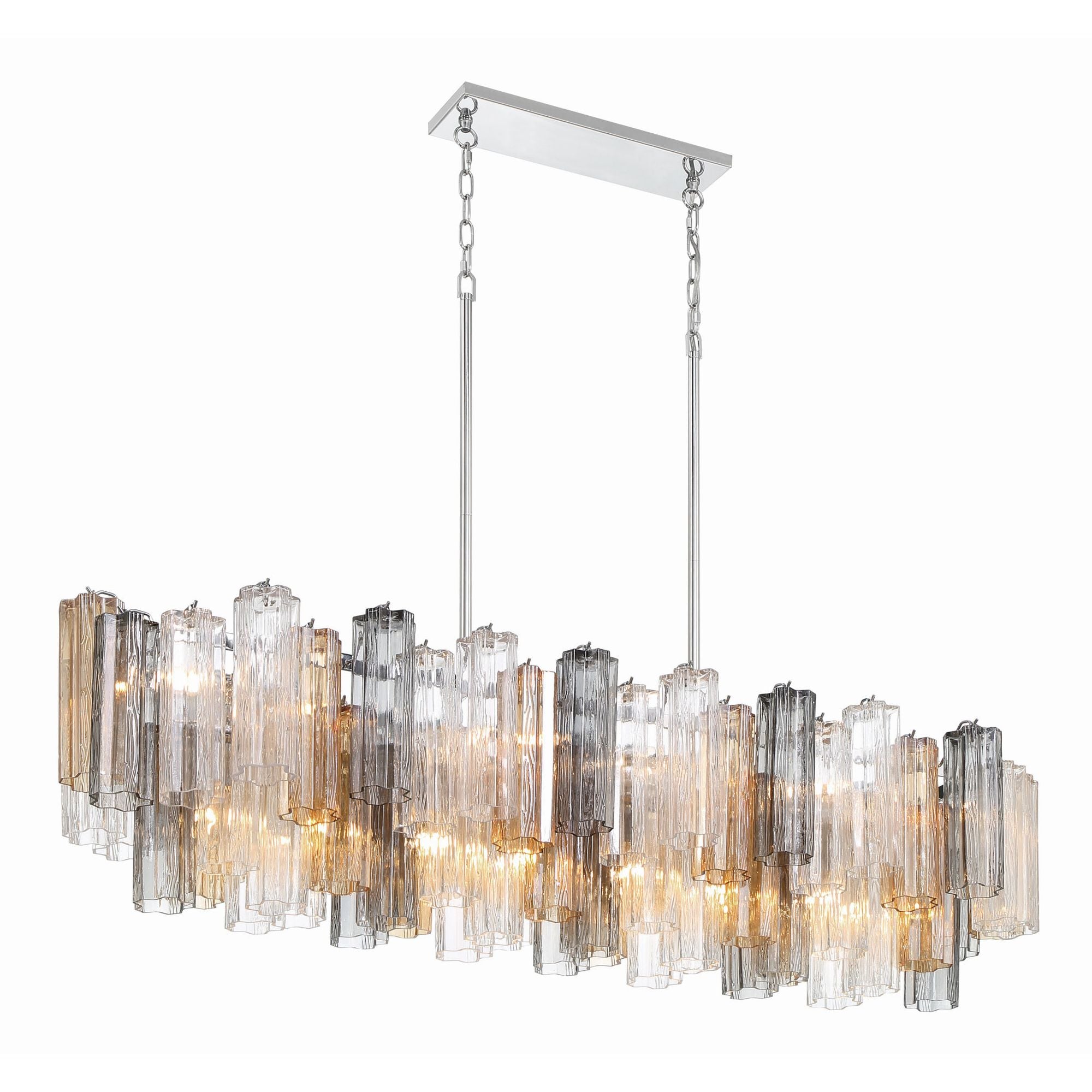 Addis 14 Light Polished Chrome Linear Chandelier Tronchi Glass Autumn 51.75"W x 14.25"H x 14"D