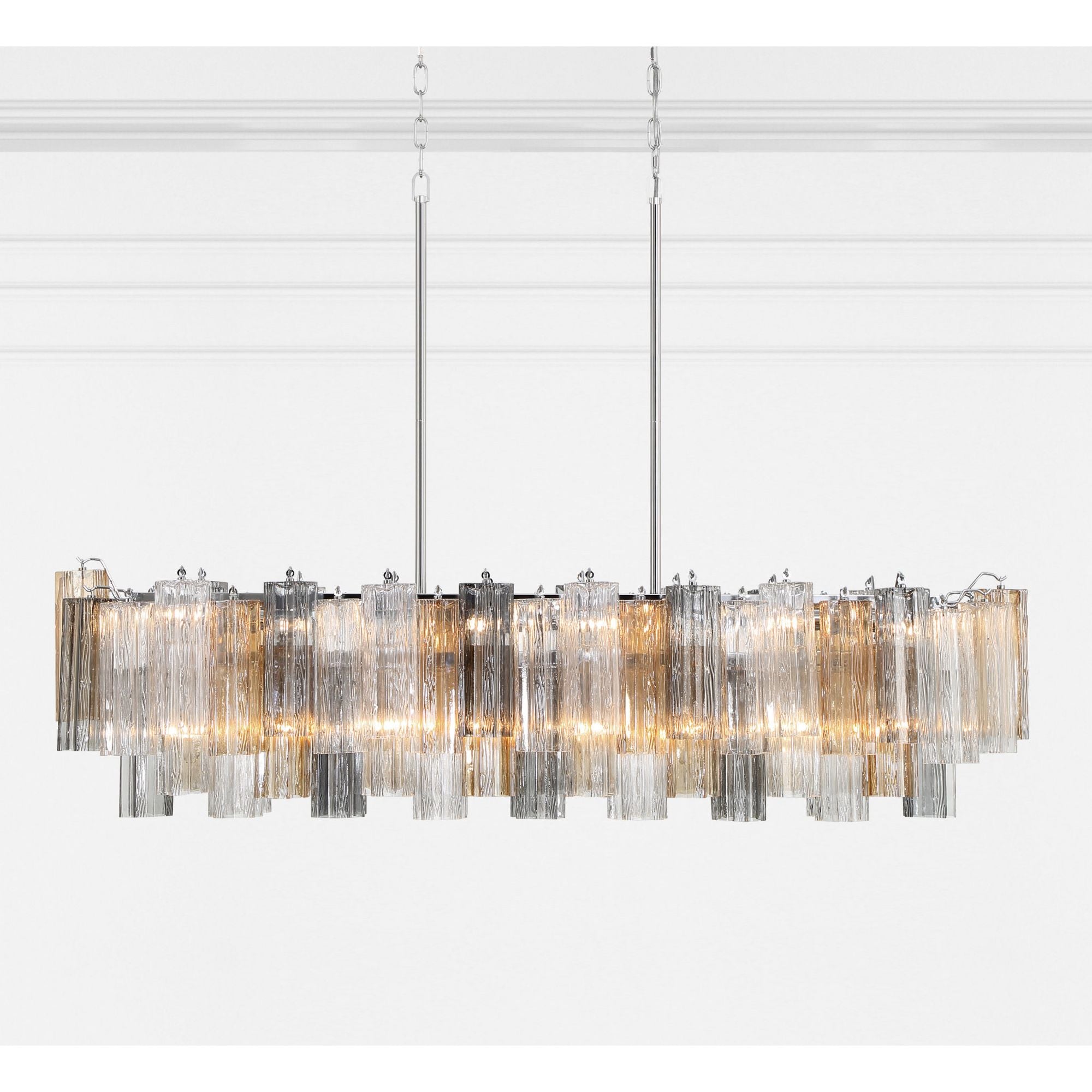 Addis 14 Light Polished Chrome Linear Chandelier Tronchi Glass Autumn 51.75"W x 14.25"H x 14"D