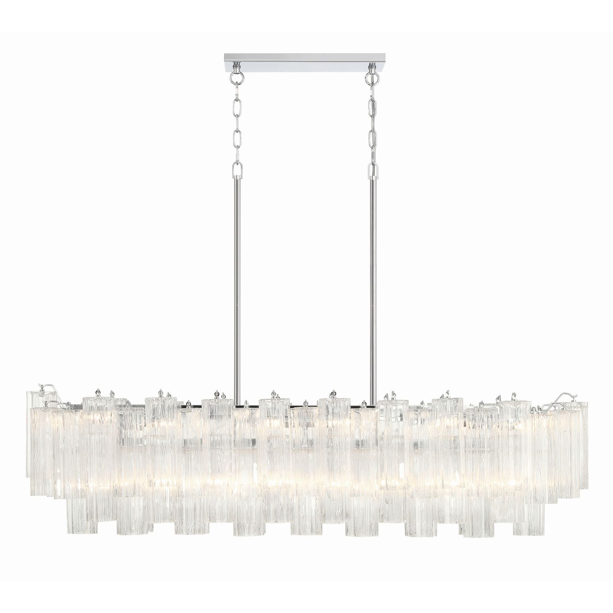 Addis 14 Light Polished Chrome Linear Chandelier Tronchi Glass Clear 51.75"W x 14.25"H x 14"D