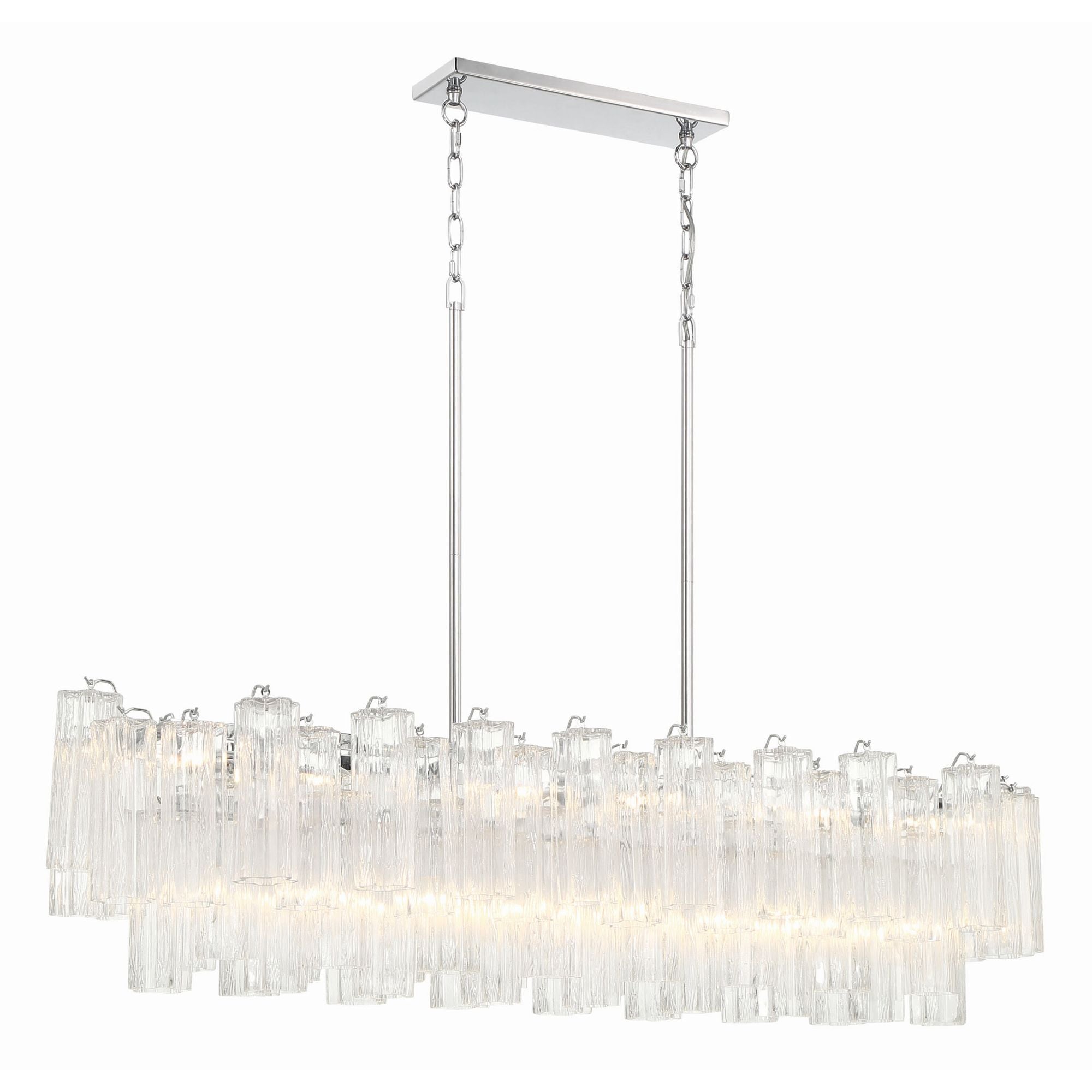 Addis 14 Light Polished Chrome Linear Chandelier Tronchi Glass Clear 51.75"W x 14.25"H x 14"D