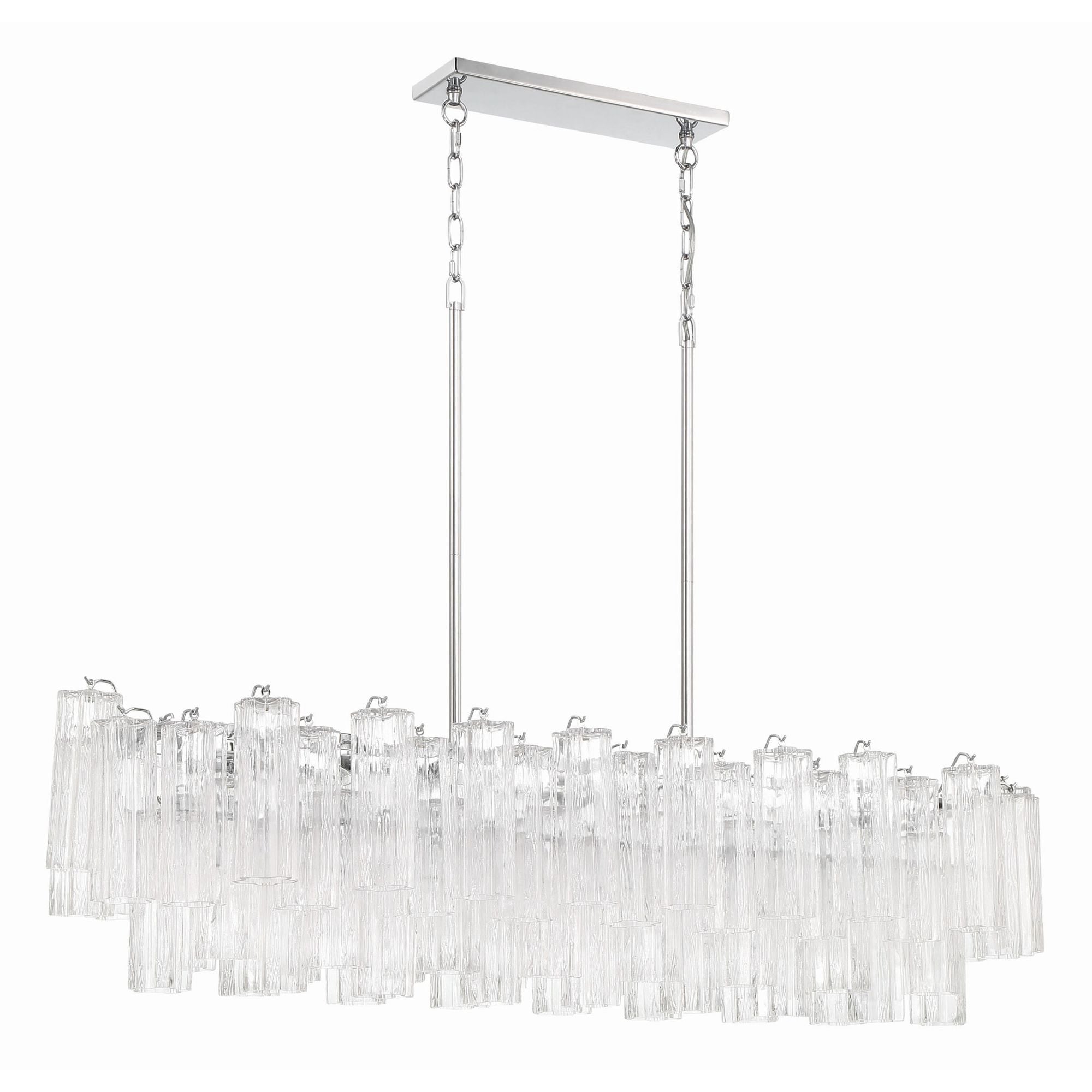 Addis 14 Light Polished Chrome Linear Chandelier Tronchi Glass Clear 51.75"W x 14.25"H x 14"D