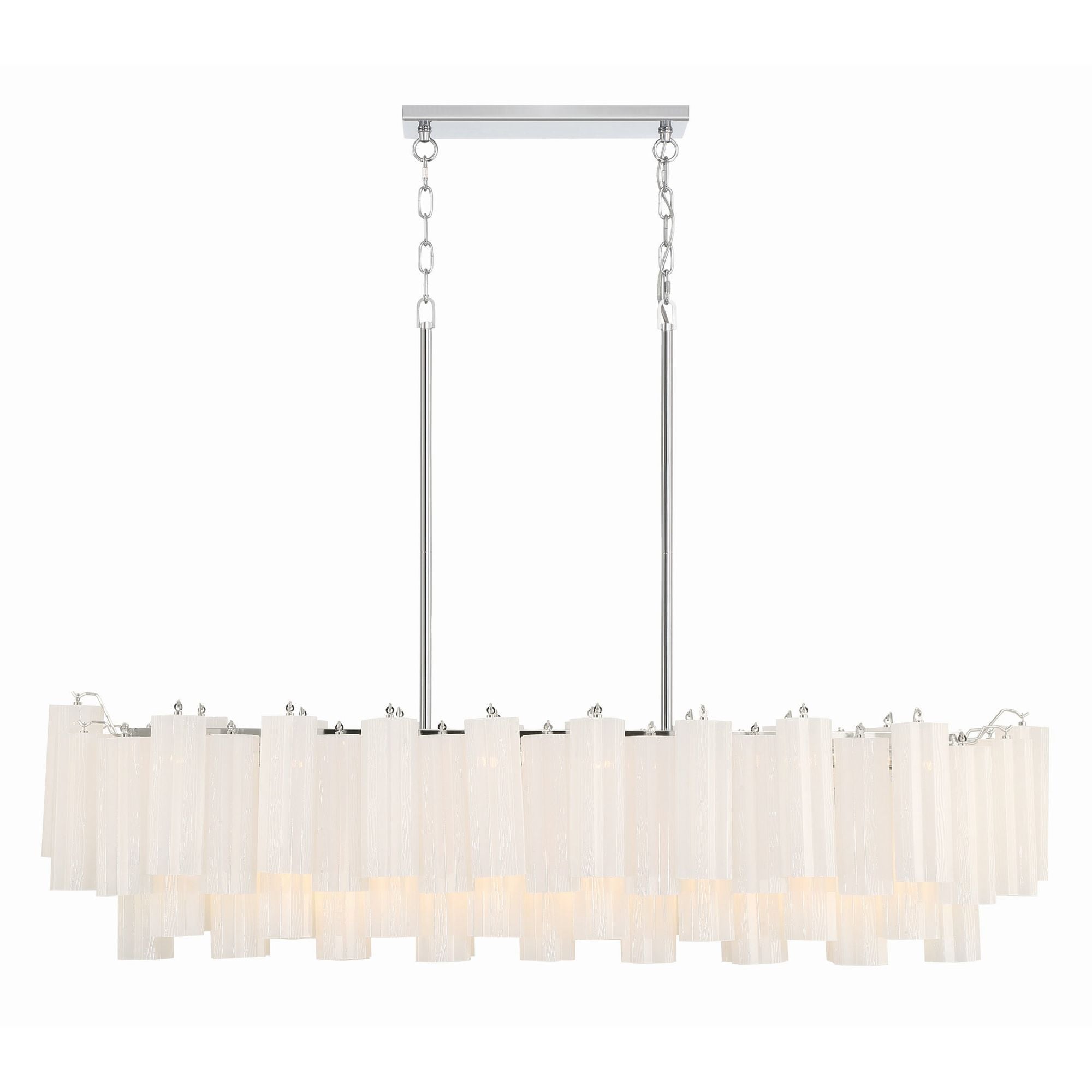 Addis 14 Light Polished Chrome Linear Chandelier Tronchi Glass White 51.75"W x 14.25"H x 14"D