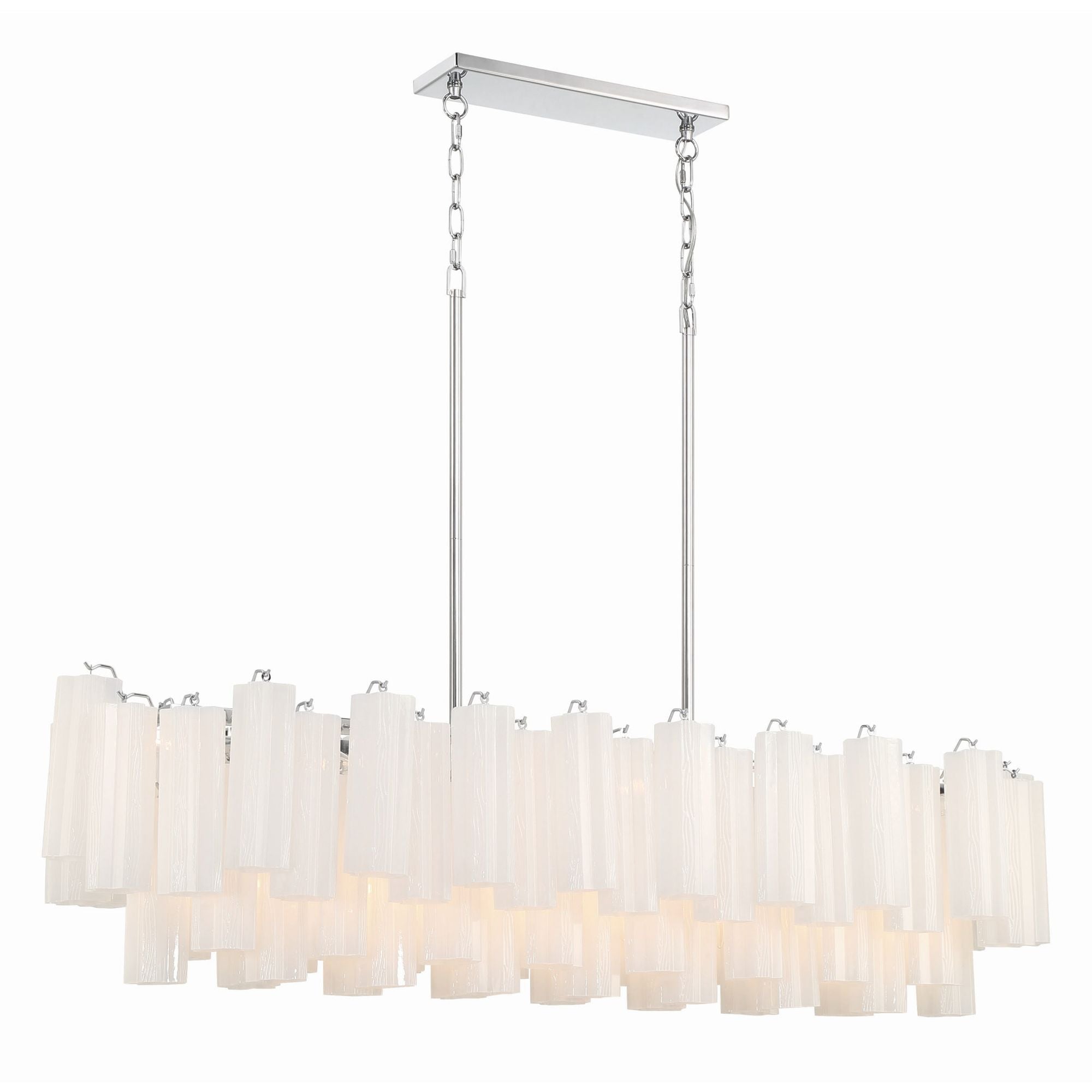 Addis 14 Light Polished Chrome Linear Chandelier Tronchi Glass White 51.75"W x 14.25"H x 14"D