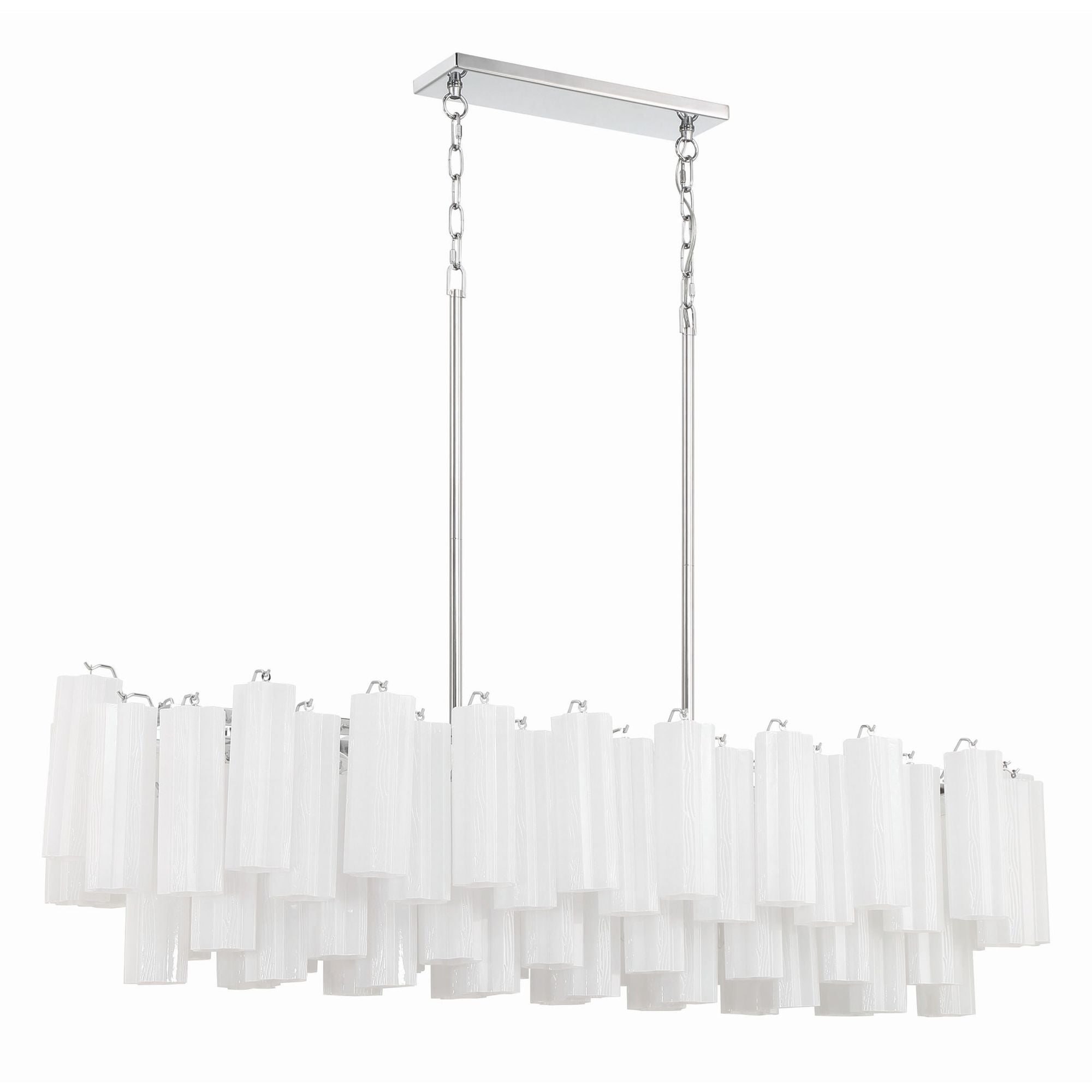 Addis 14 Light Polished Chrome Linear Chandelier Tronchi Glass White 51.75"W x 14.25"H x 14"D