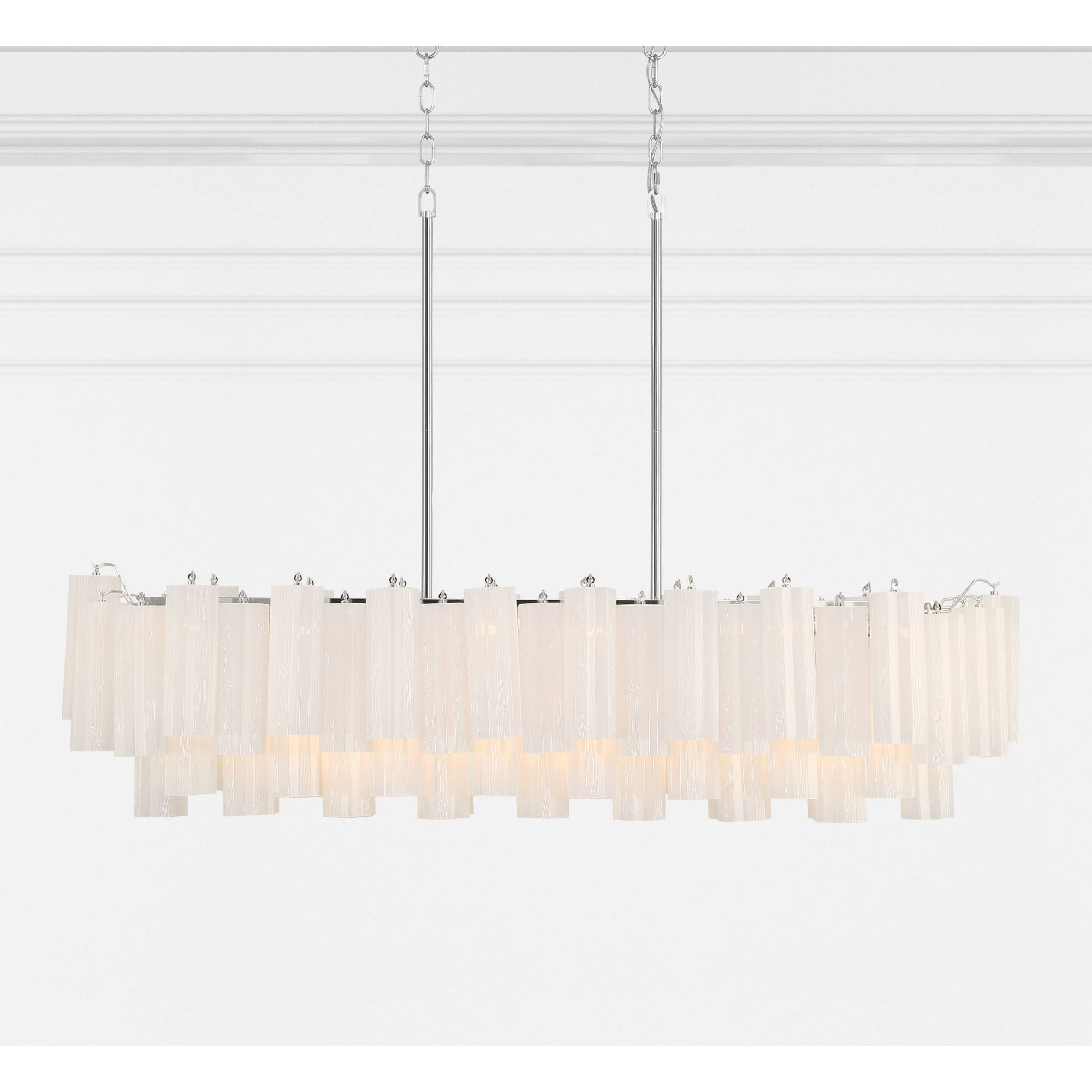 Addis 14 Light Polished Chrome Linear Chandelier Tronchi Glass White 51.75"W x 14.25"H x 14"D
