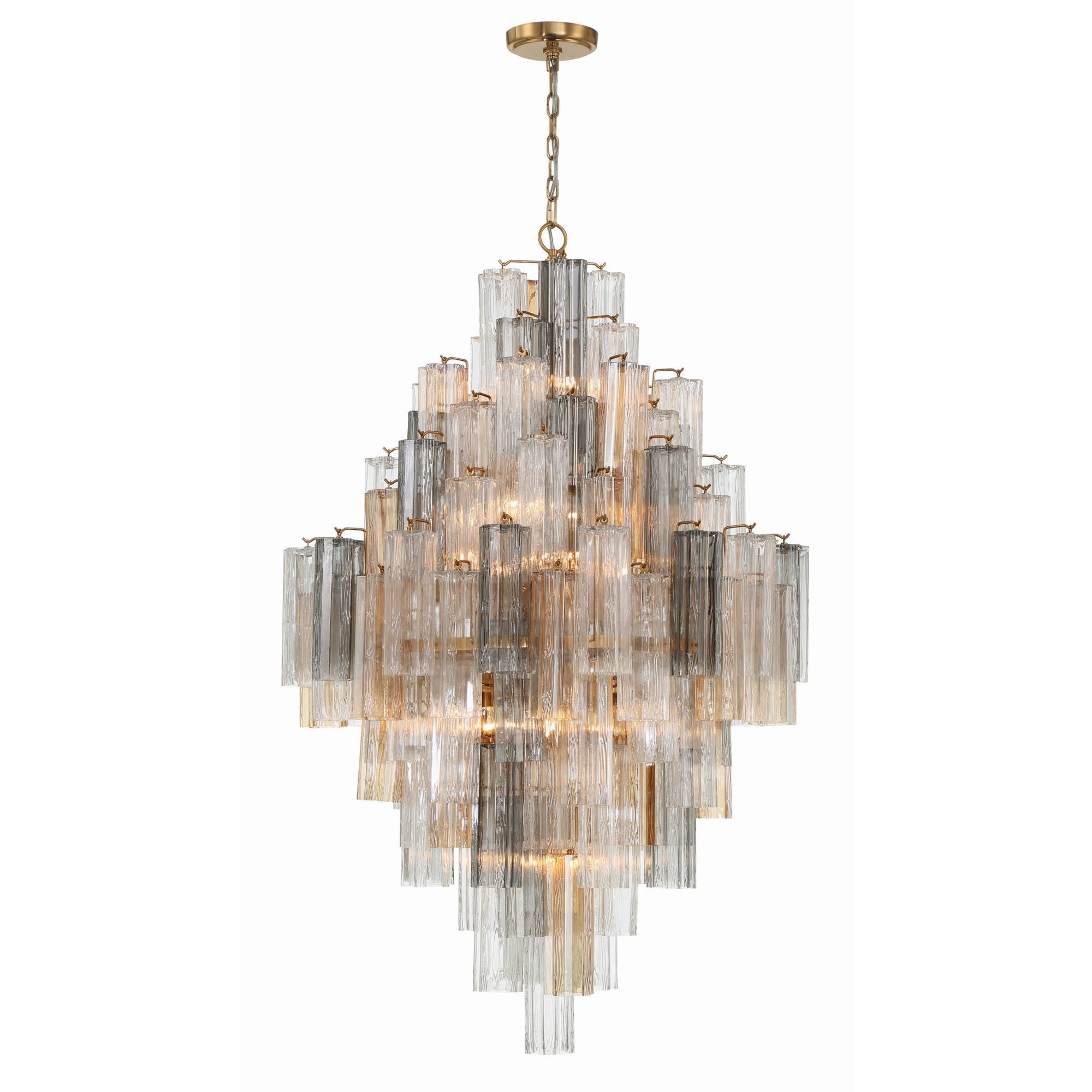 Addis 20 Light Aged Brass Chandelier Tronchi Glass Autumn 31.5"W x 50.5"H x 31.5"D