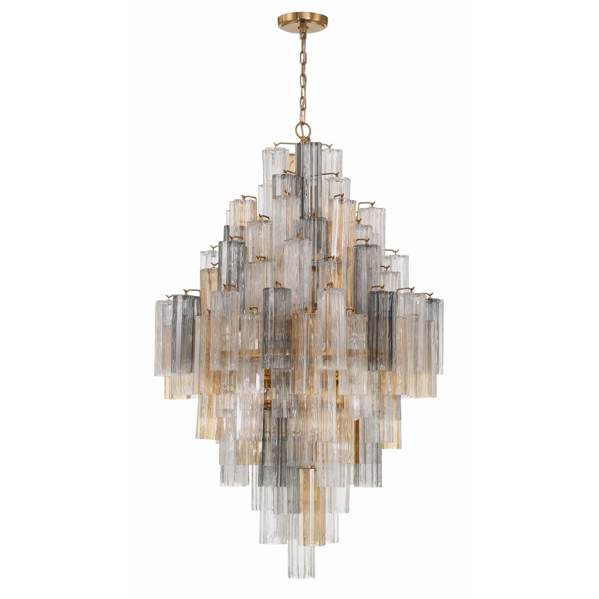 Addis 20 Light Aged Brass Chandelier Tronchi Glass Autumn 31.5"W x 50.5"H x 31.5"D