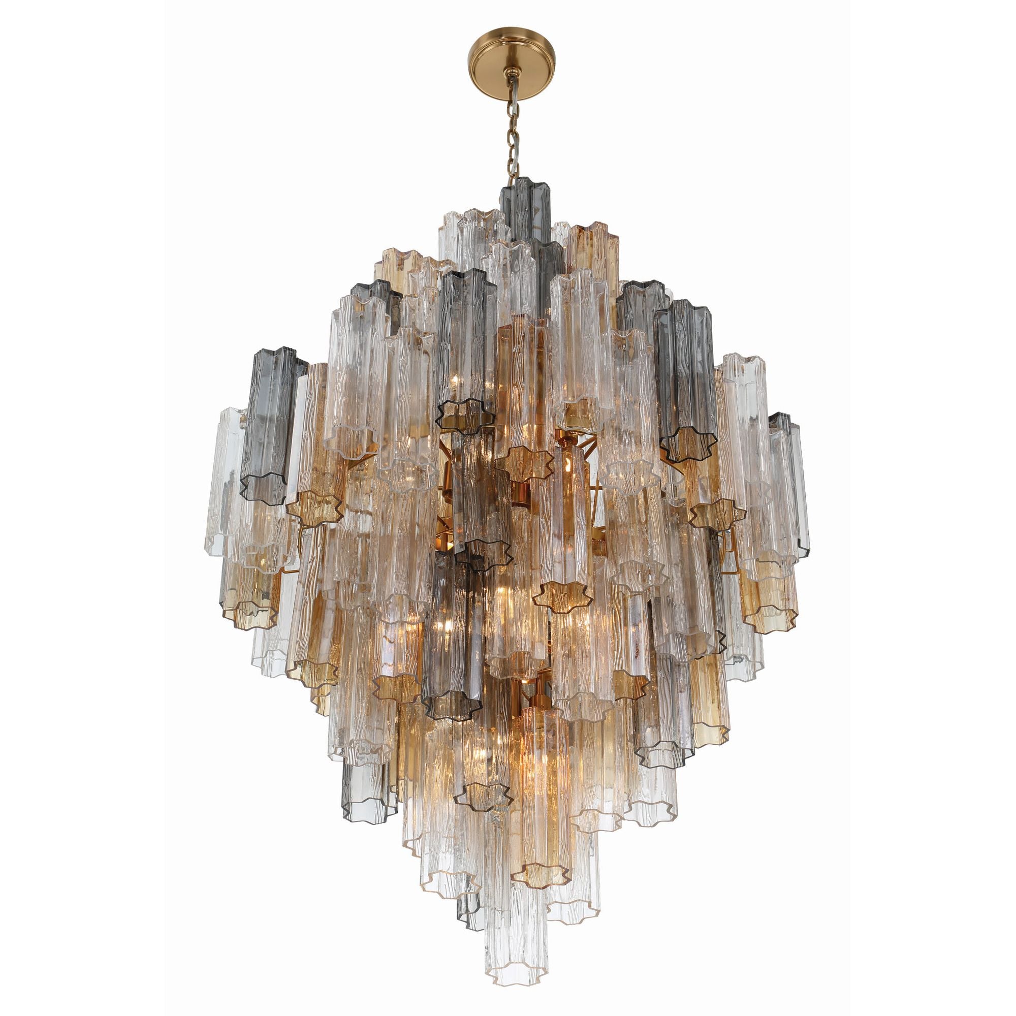 Addis 20 Light Aged Brass Chandelier Tronchi Glass Autumn 31.5"W x 50.5"H x 31.5"D